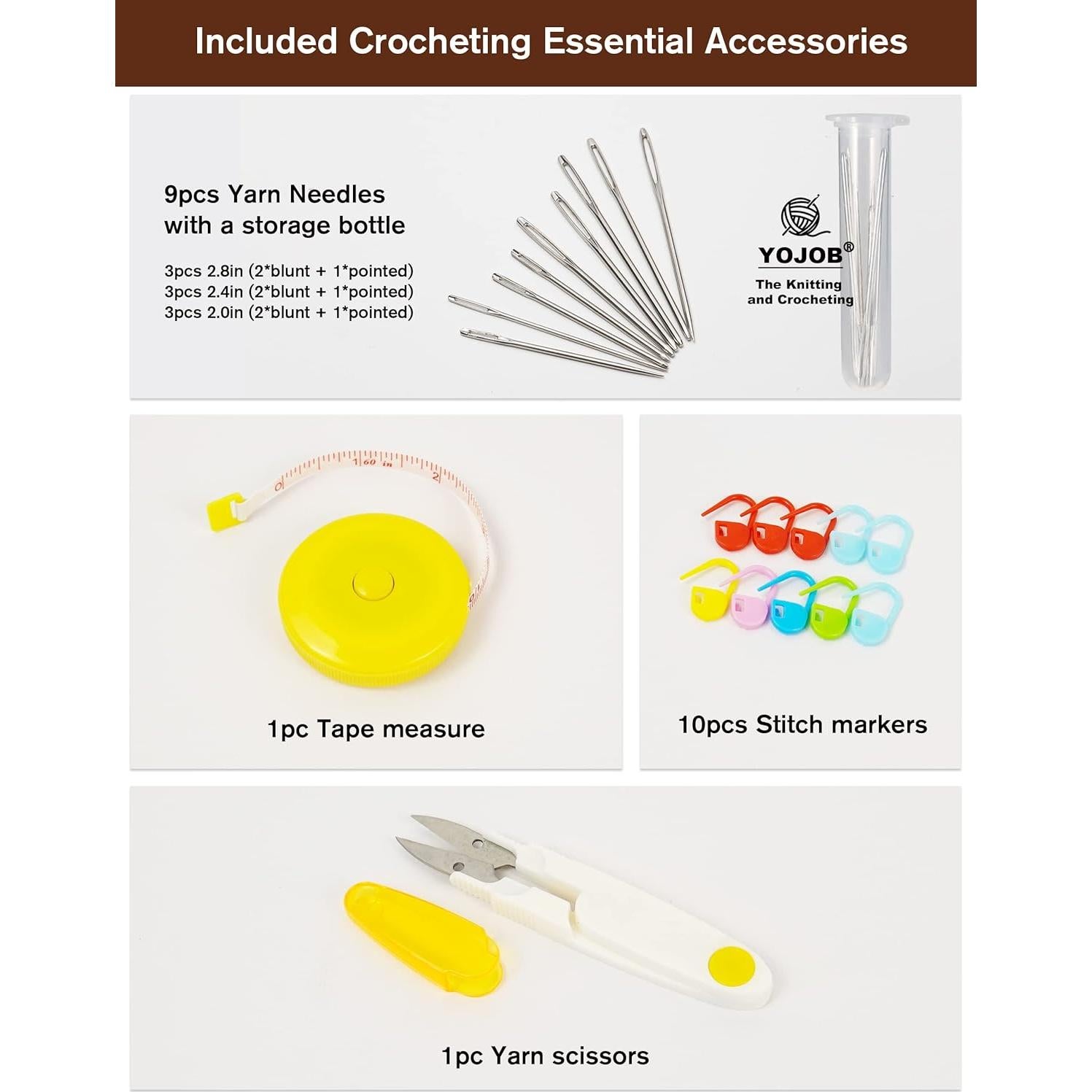 Kit de Ganchillos Tradicionales YOJOB 14 Tamaños Agujas Crochet