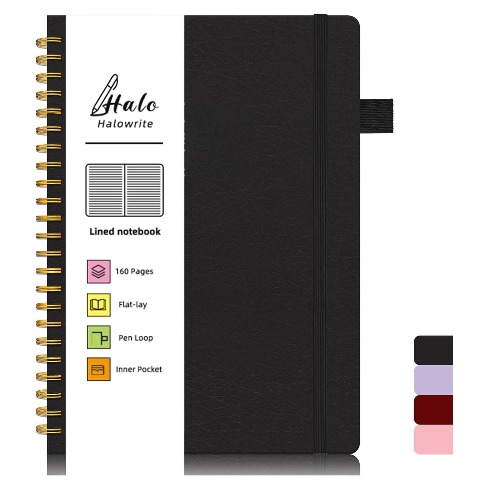 Cuaderno Espiral Halowrite Negro Tapa Dura 160 Páginas 21.5x15.2cm