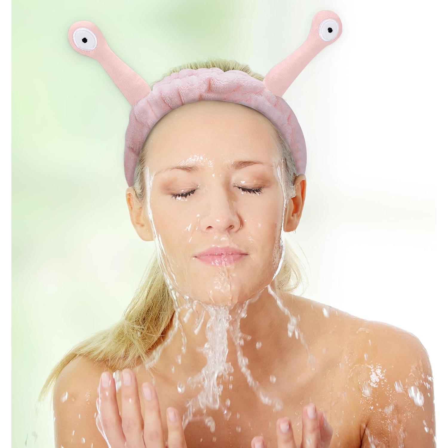 Diadema de Caracol Rosa Jowmoy para Maquillaje y Ducha