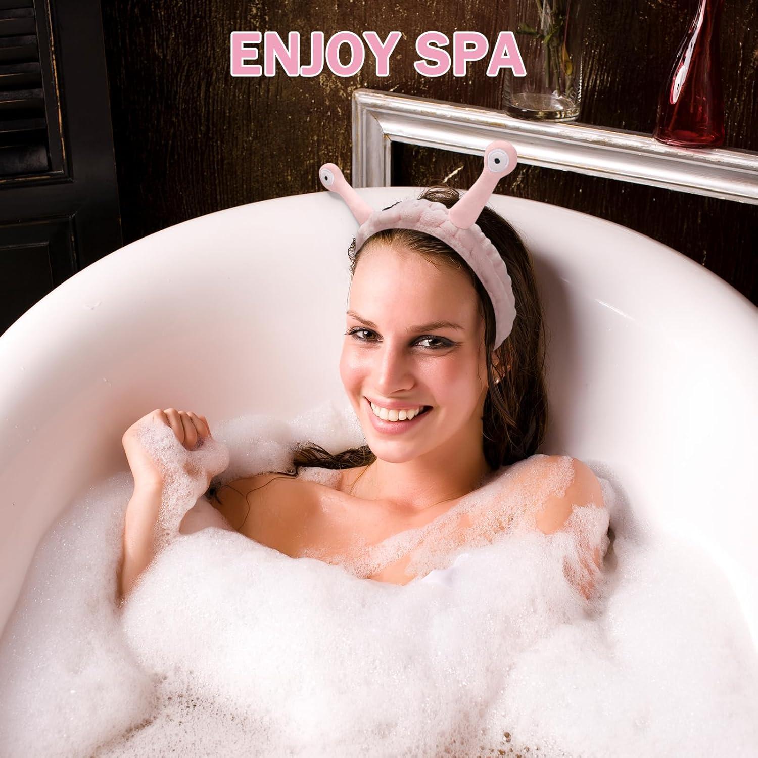 Diadema de Caracol Rosa Jowmoy para Maquillaje y Ducha