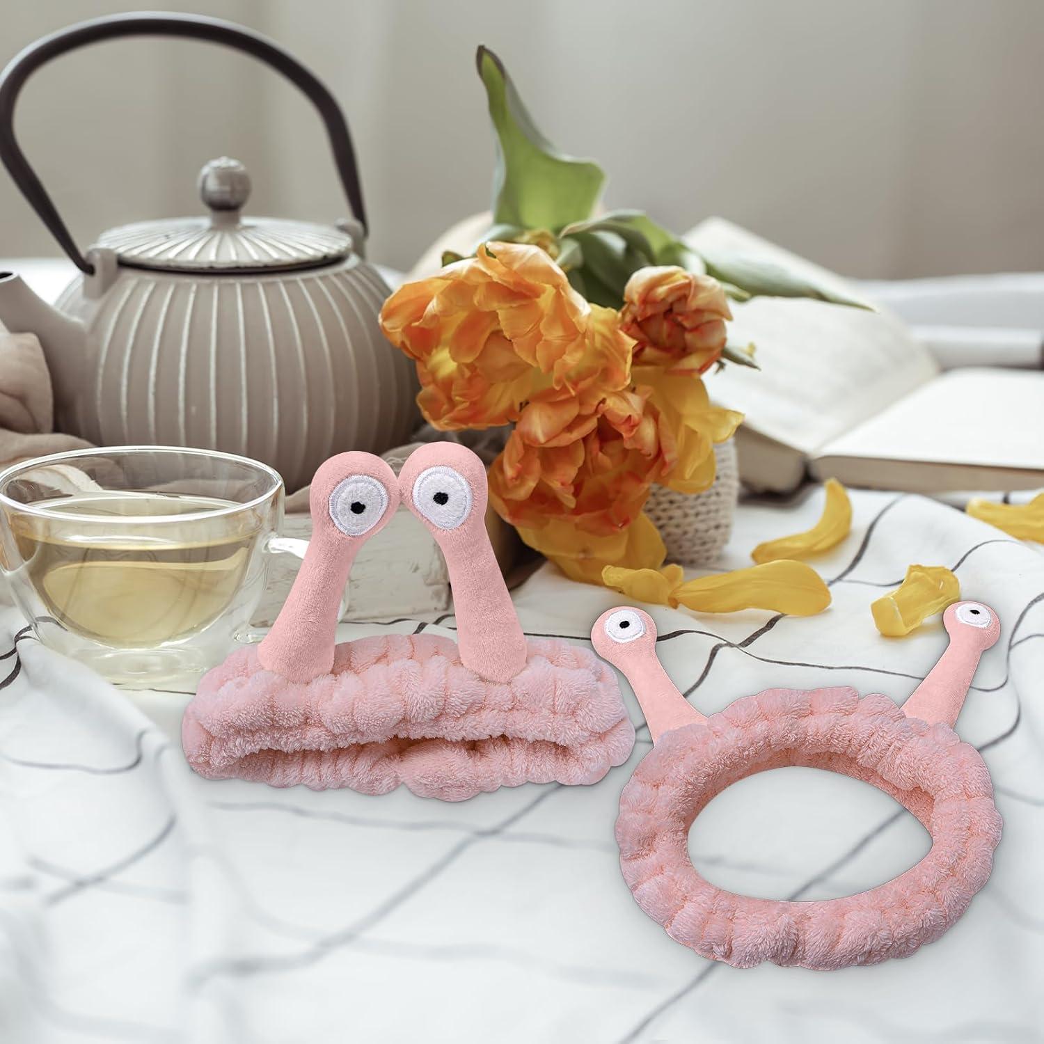 Diadema de Caracol Rosa Jowmoy para Maquillaje y Ducha