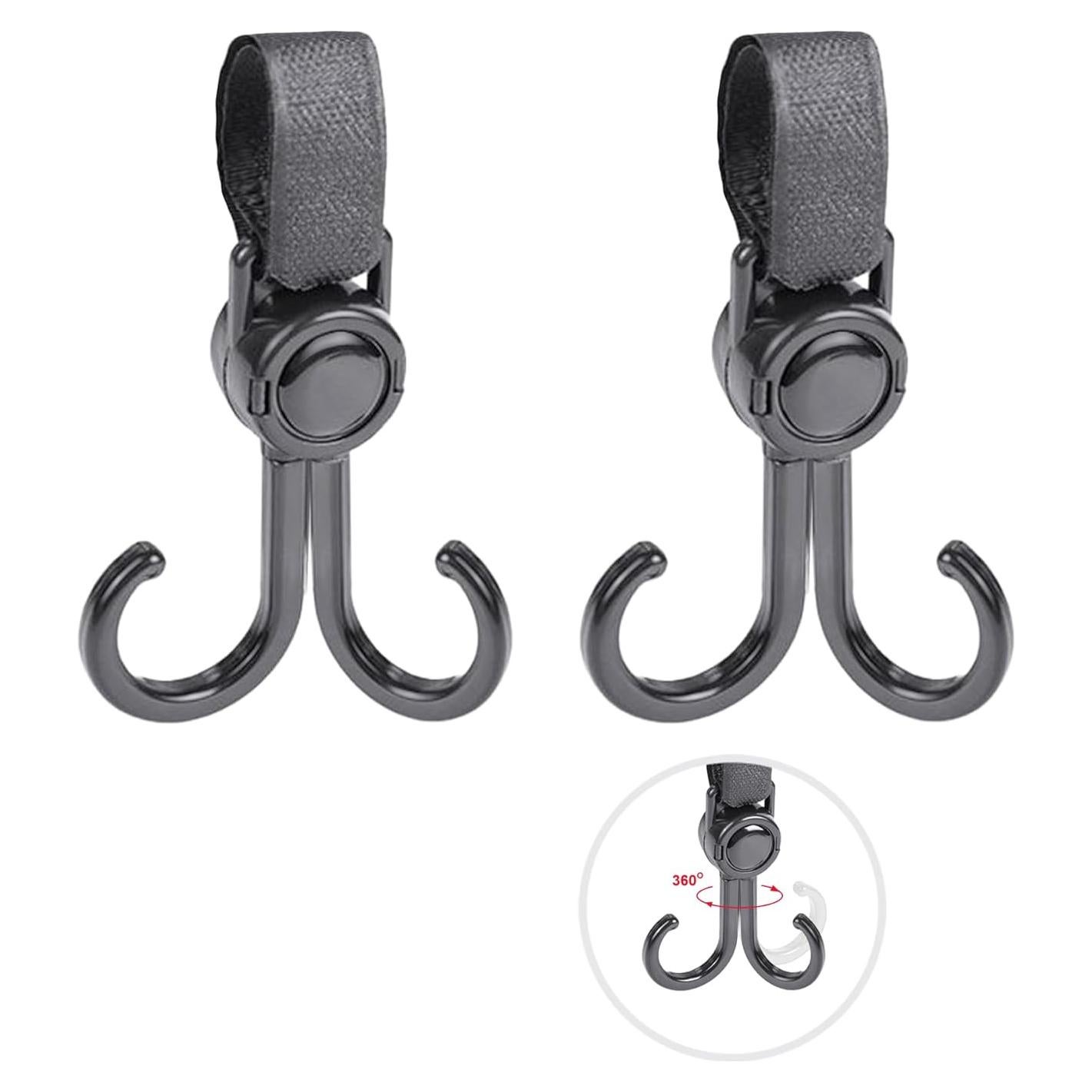 Ganchos Organizadores para Cochecito Doble - 2 Piezas Negras