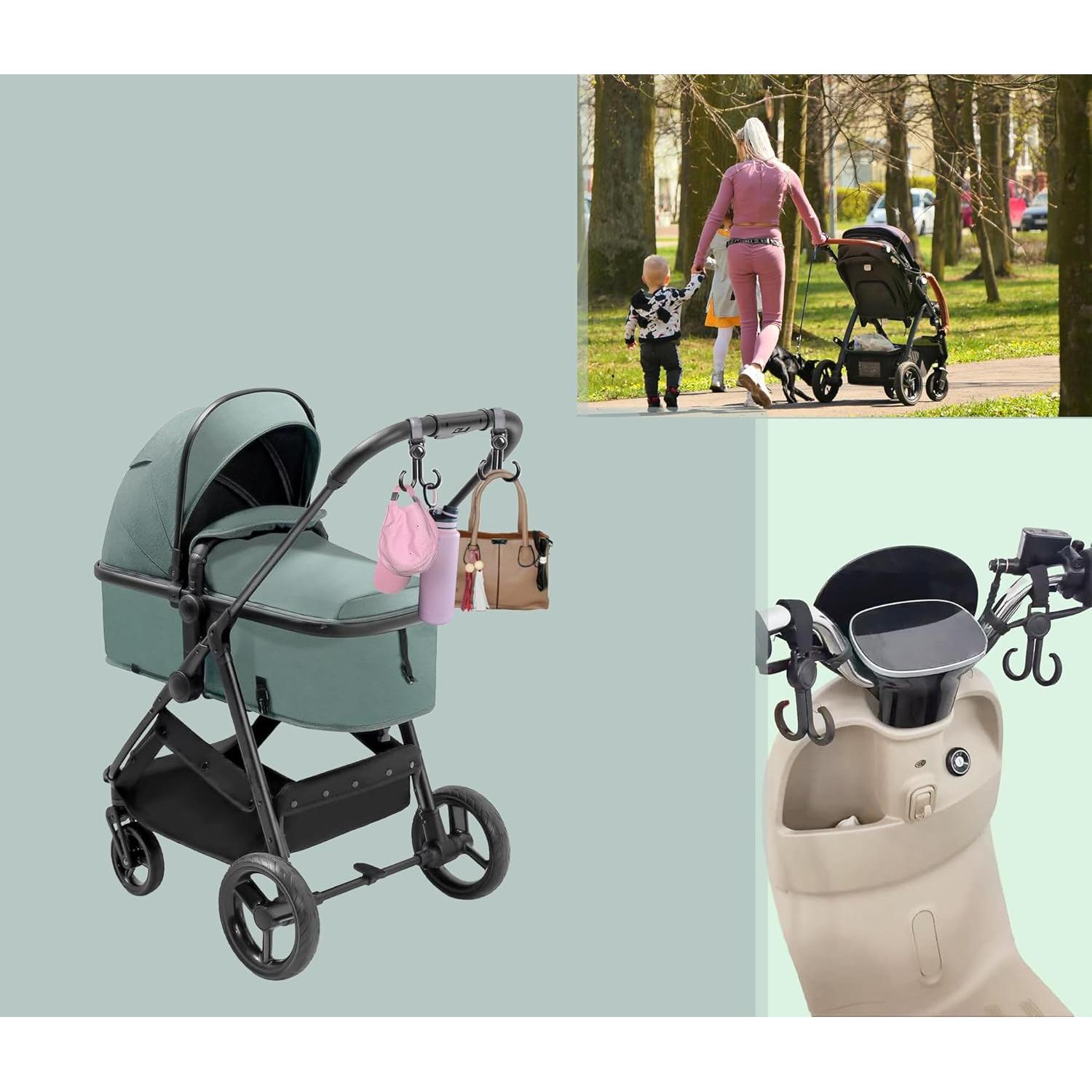 Ganchos Organizadores para Cochecito Doble - 2 Piezas Negras