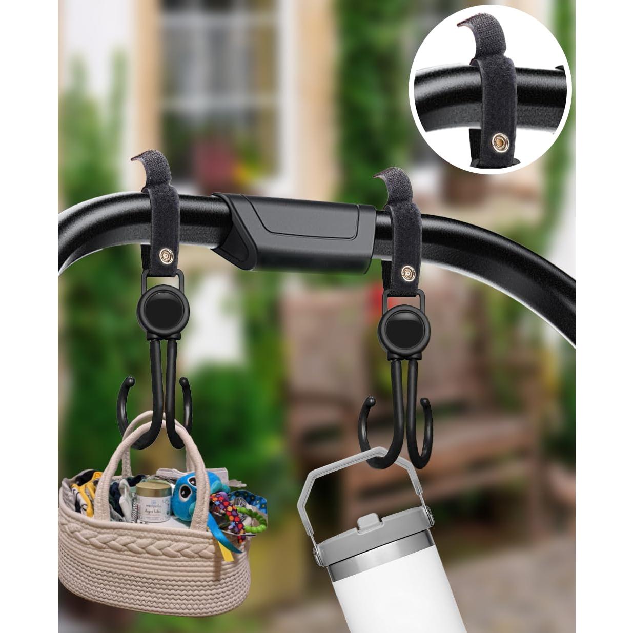 Ganchos Organizadores para Cochecito Doble - 2 Piezas Negras