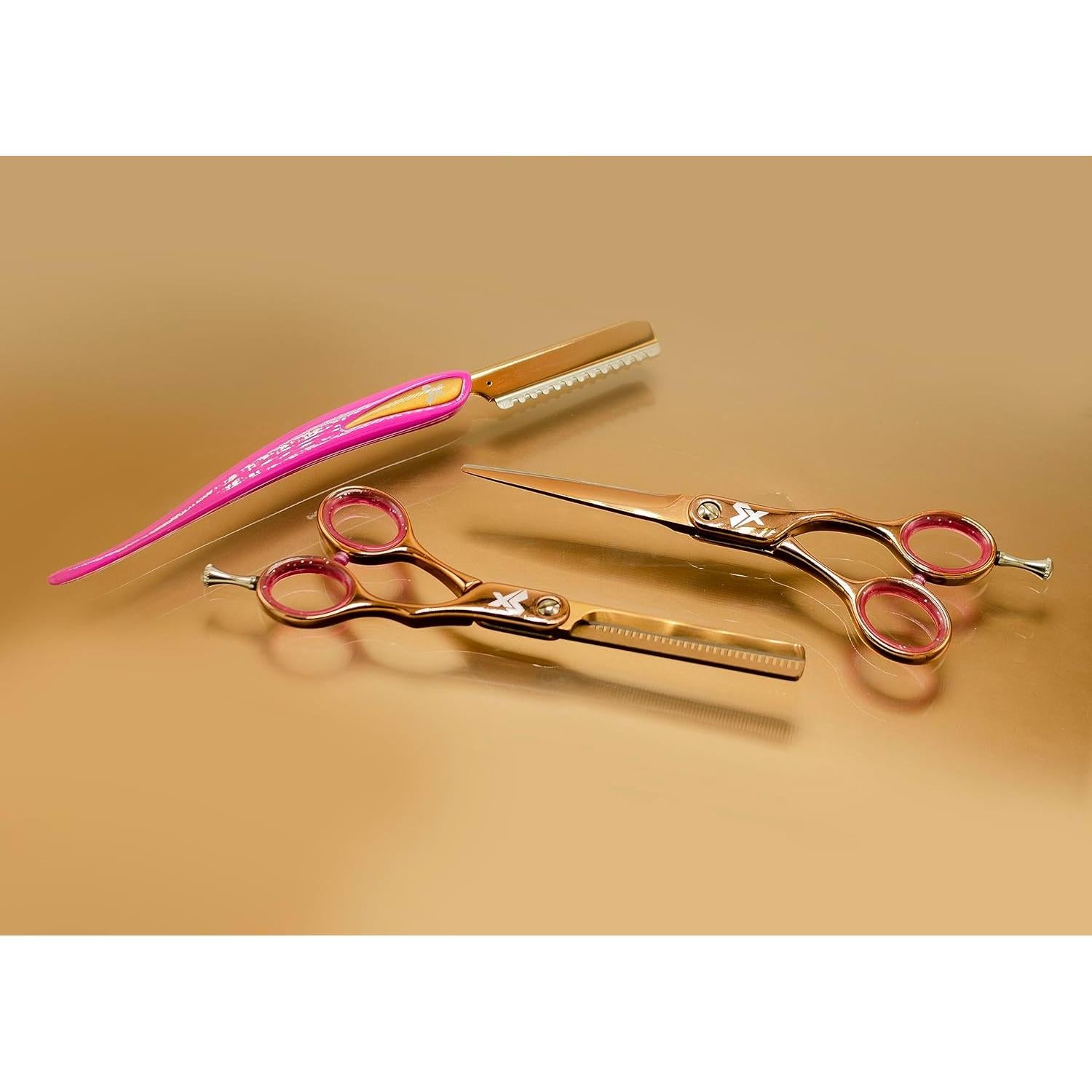 Tijeras de Corte Profesional Cricket Shear Xpressions 30T - Acero Inoxidable Japonés, Oro Rosa