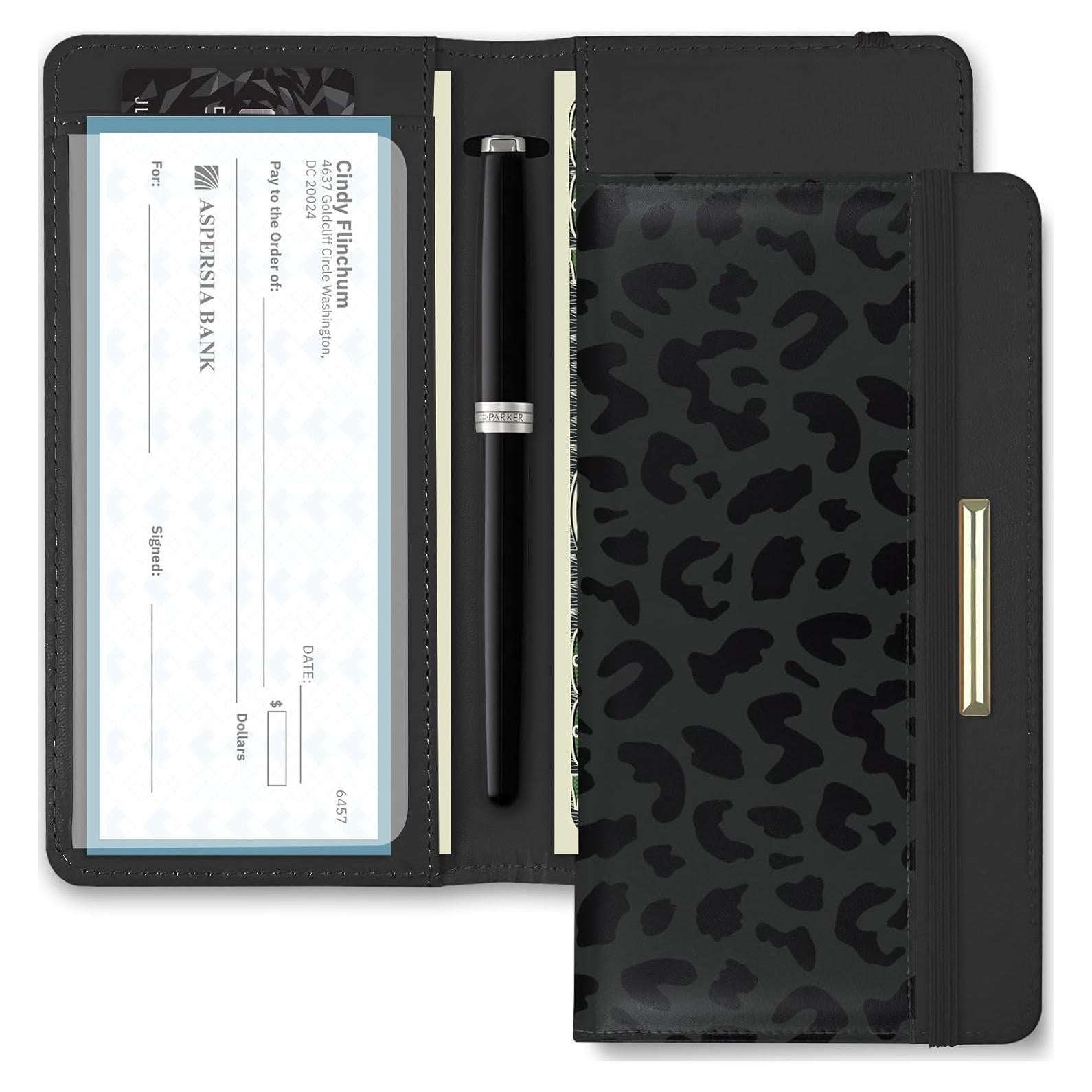 Cubierta de Chequera Kakurookie con Bloqueo RFID - Leopardo-Negro