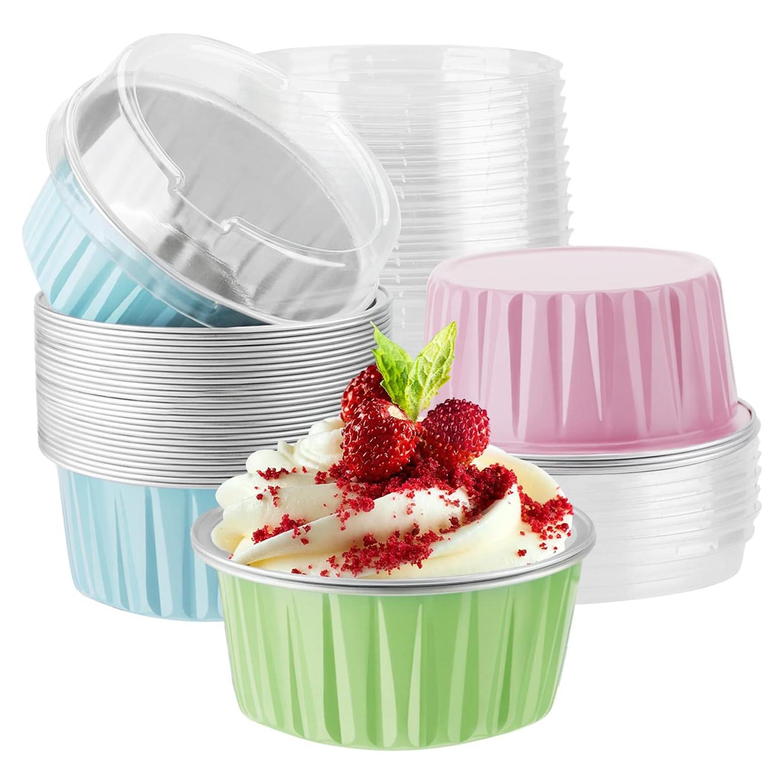 Ramequines desechables EUSOAR con tapas 30 piezas 125ml