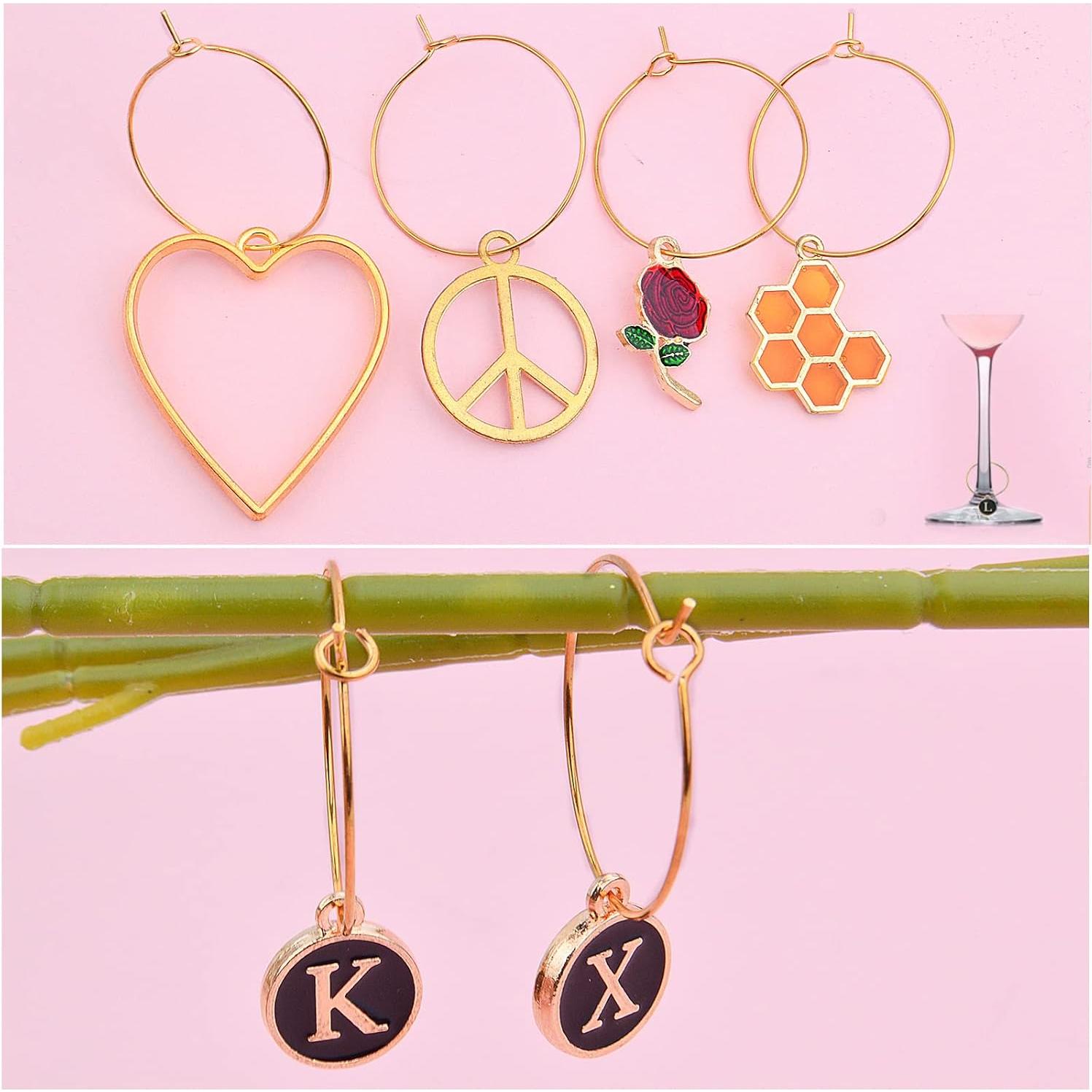 Encantos de Alfabeto Aylifu para Joyas y Copas de Vino - 60 Piezas