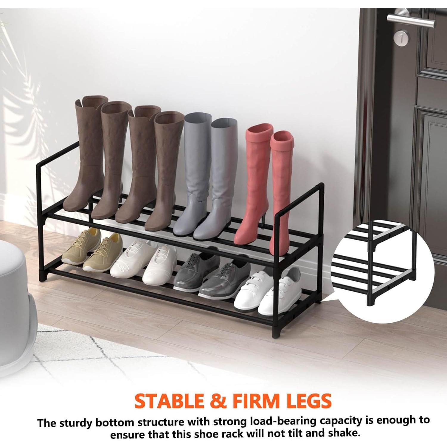 Estante para zapatos Hsscblet 2 niveles negro ajustable