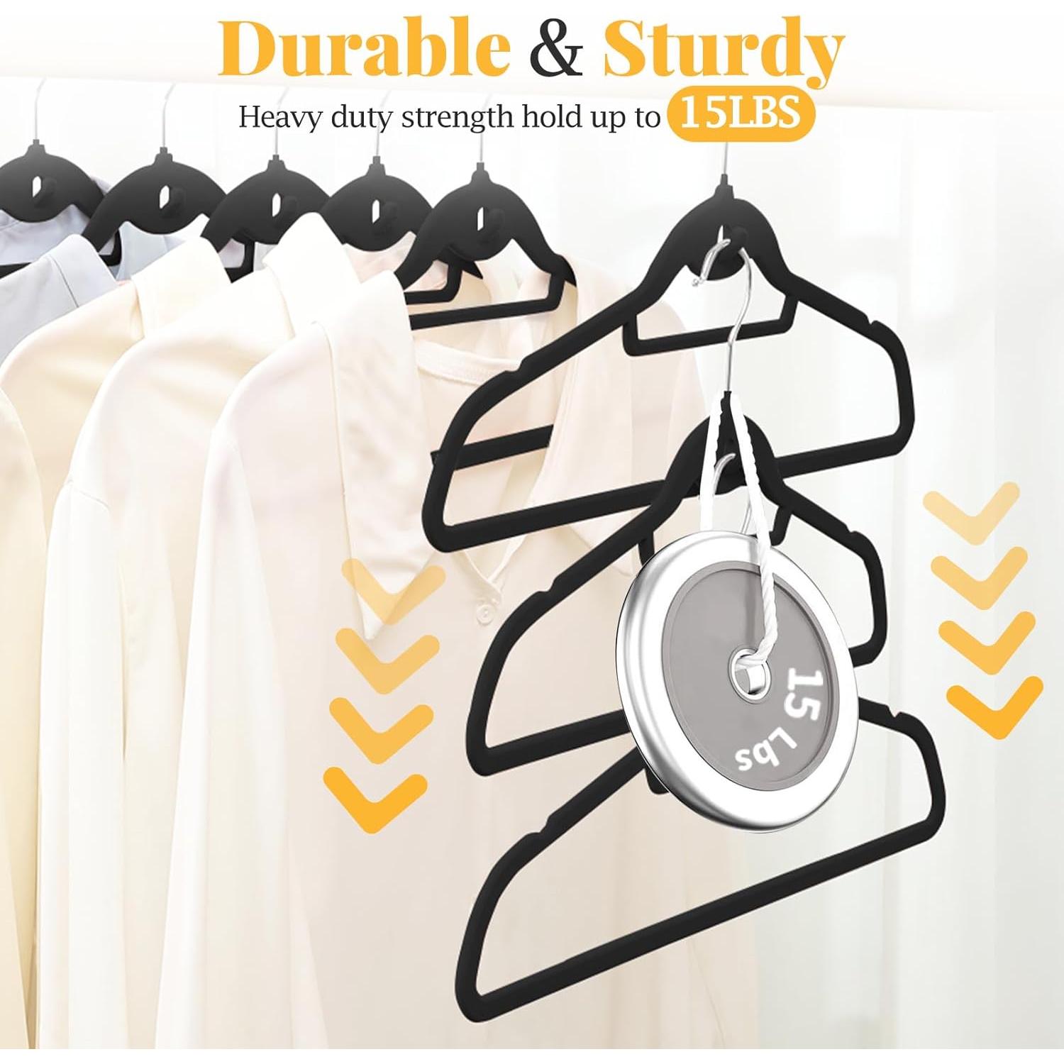 Perchas de Terciopelo Antideslizantes UEAKPIC 50 Piezas Negro