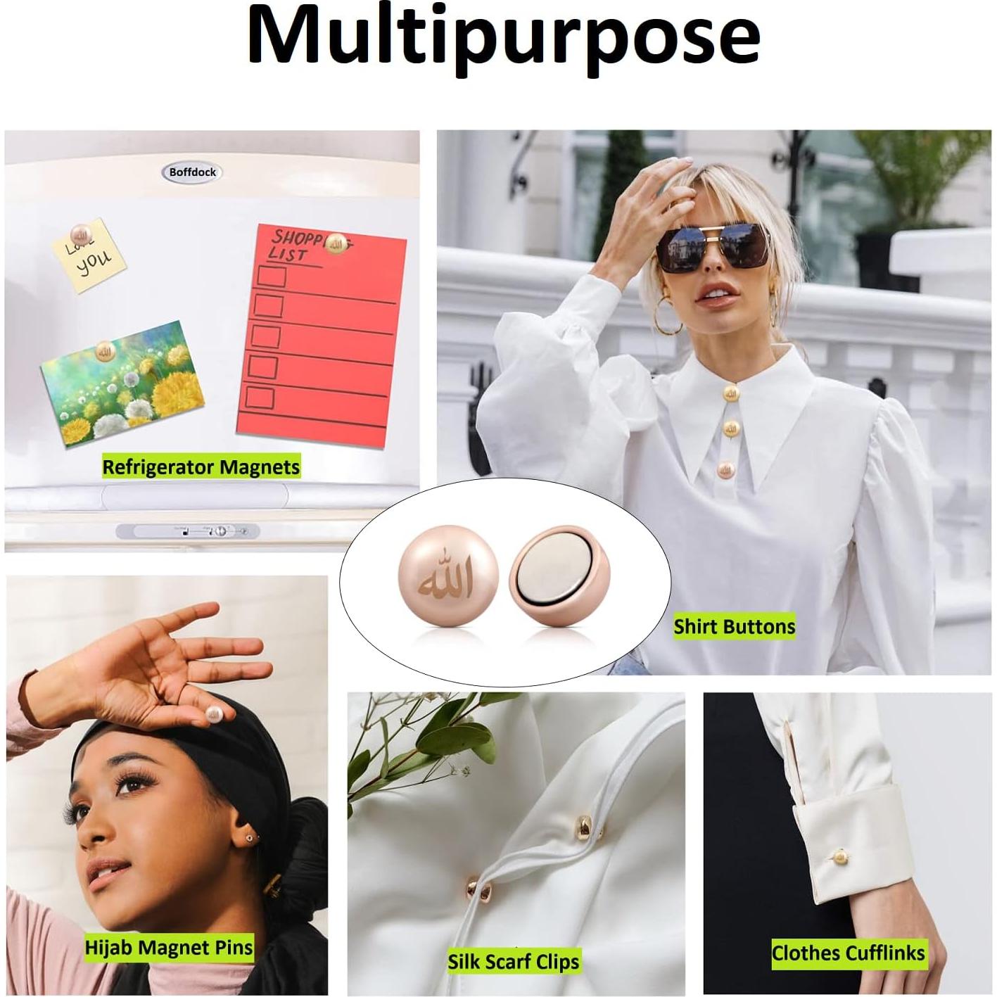 Pines Magnéticos Hijab Boffdock - 4 Pares Brillantes para Mujeres