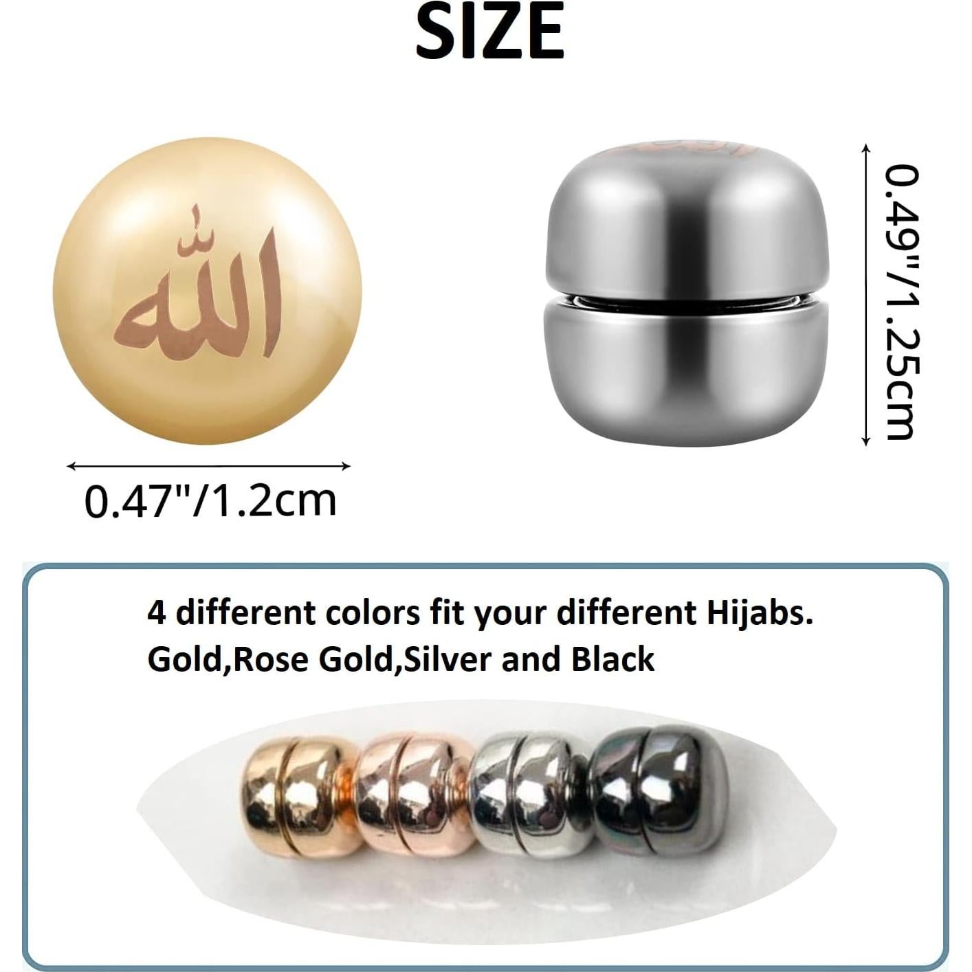 Pines Magnéticos Hijab Boffdock - 4 Pares Brillantes para Mujeres