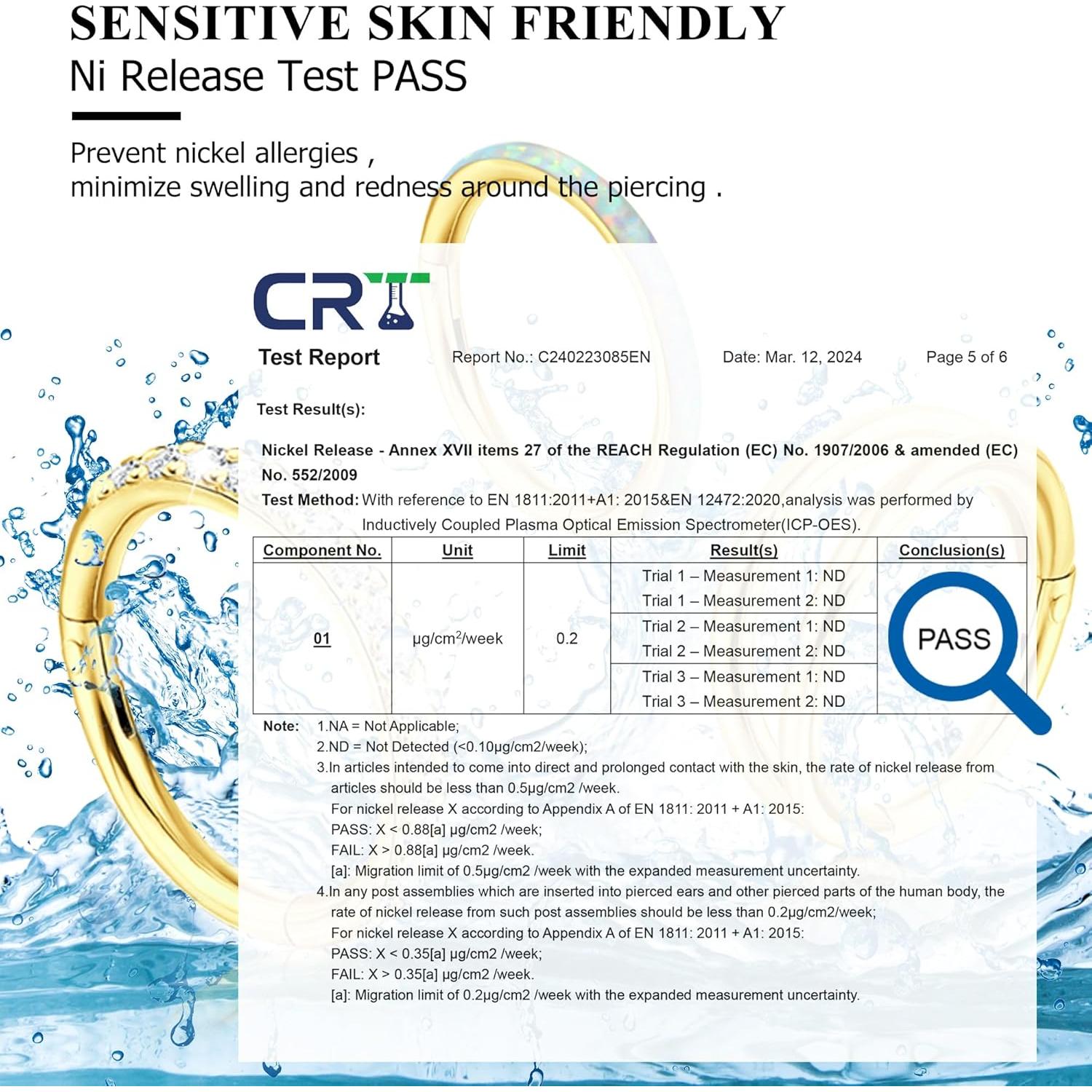 Aros Nasales Dorados Thunaraz 16G 8mm Acero Quirúrgico 5Pcs