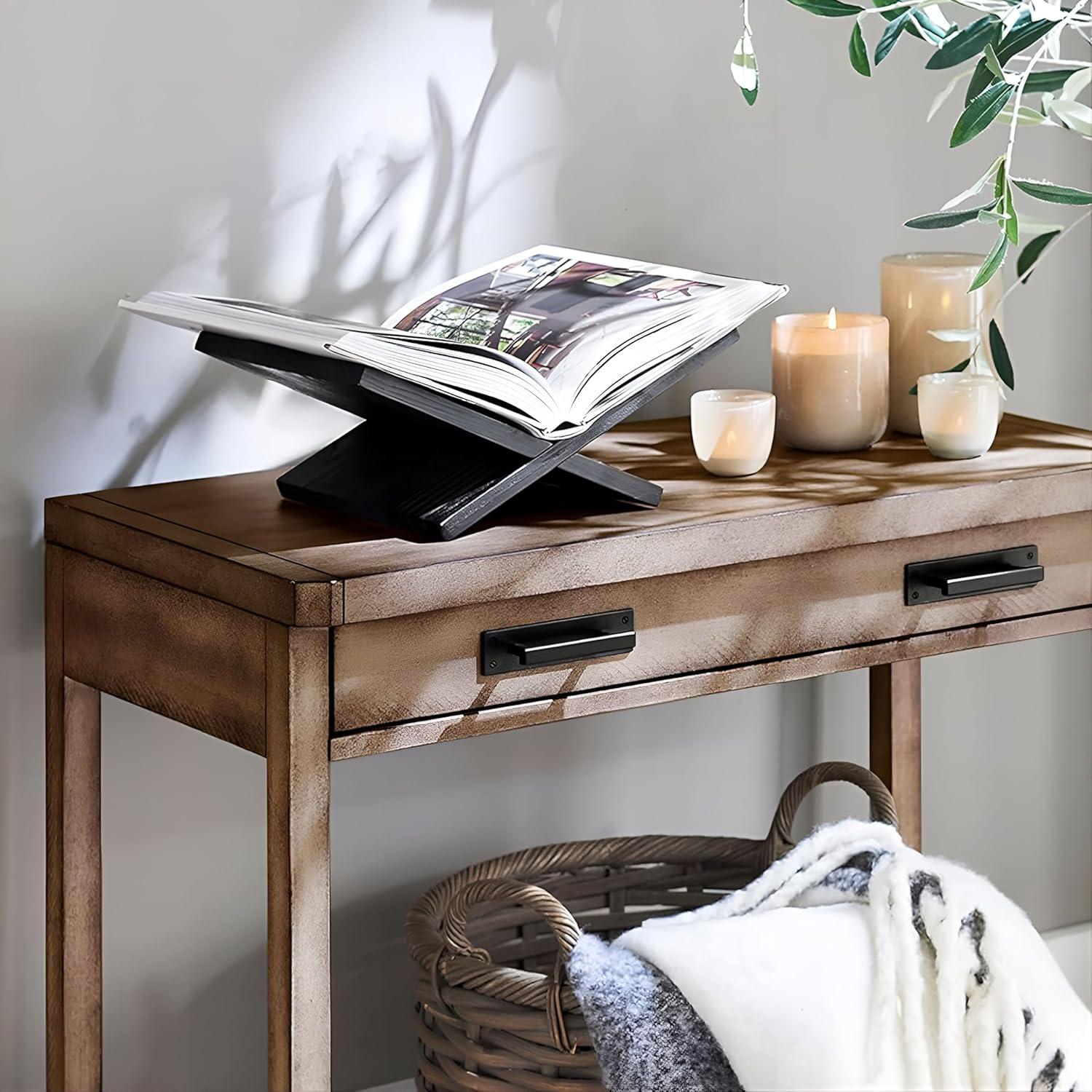 Soporte de Libros de Madera Honygebia - Roble Negro, 40x24x14cm