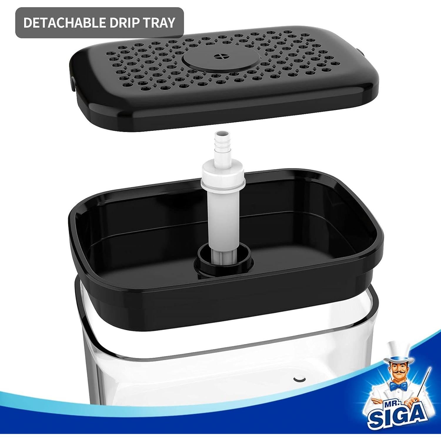 Dispensador de Jabón MR.SIGA 900 ml con Soporte para Esponjas