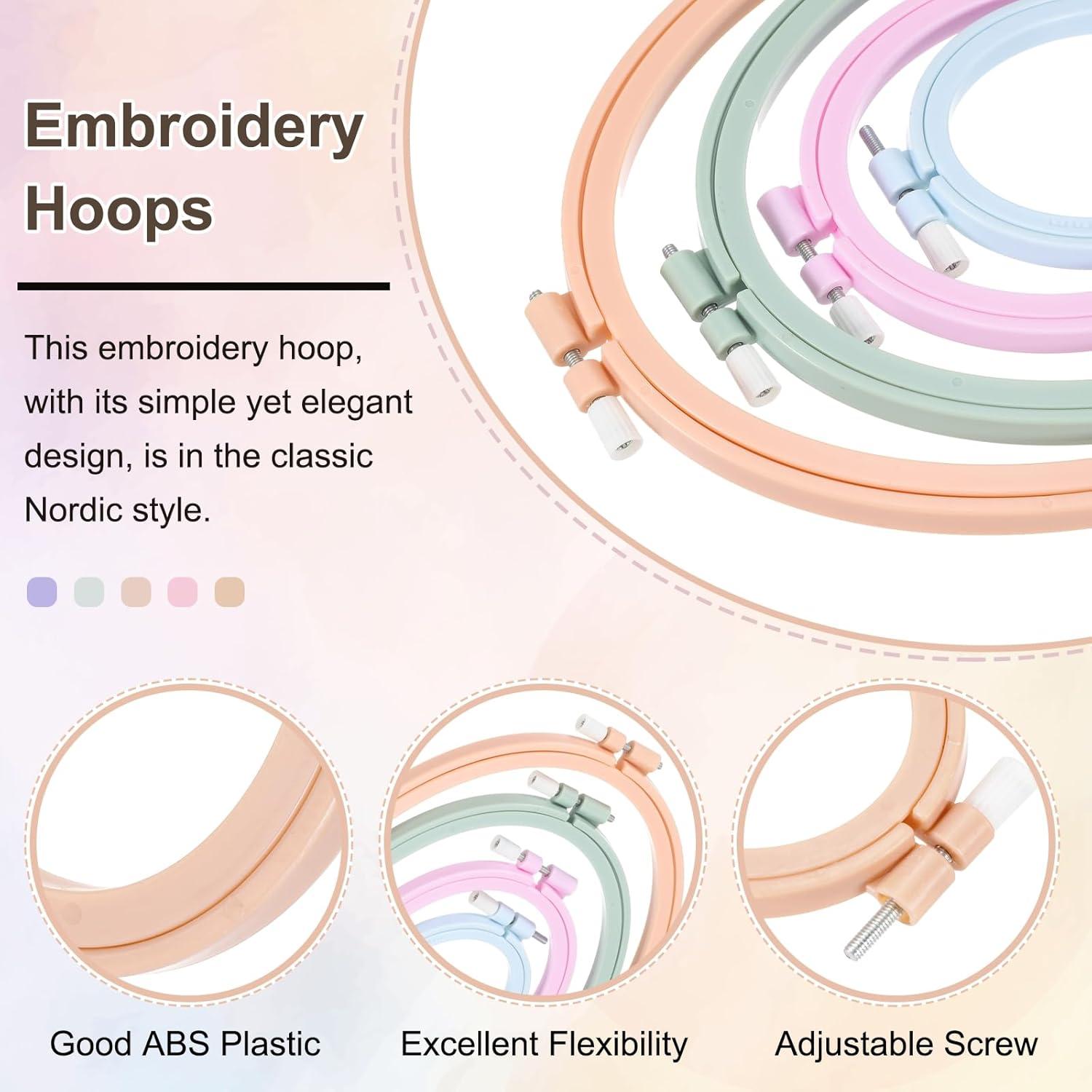 Aros de Bordado Ovalados PATIKIL 3 Piezas 8 x 10 cm ABS Amarillo Beige