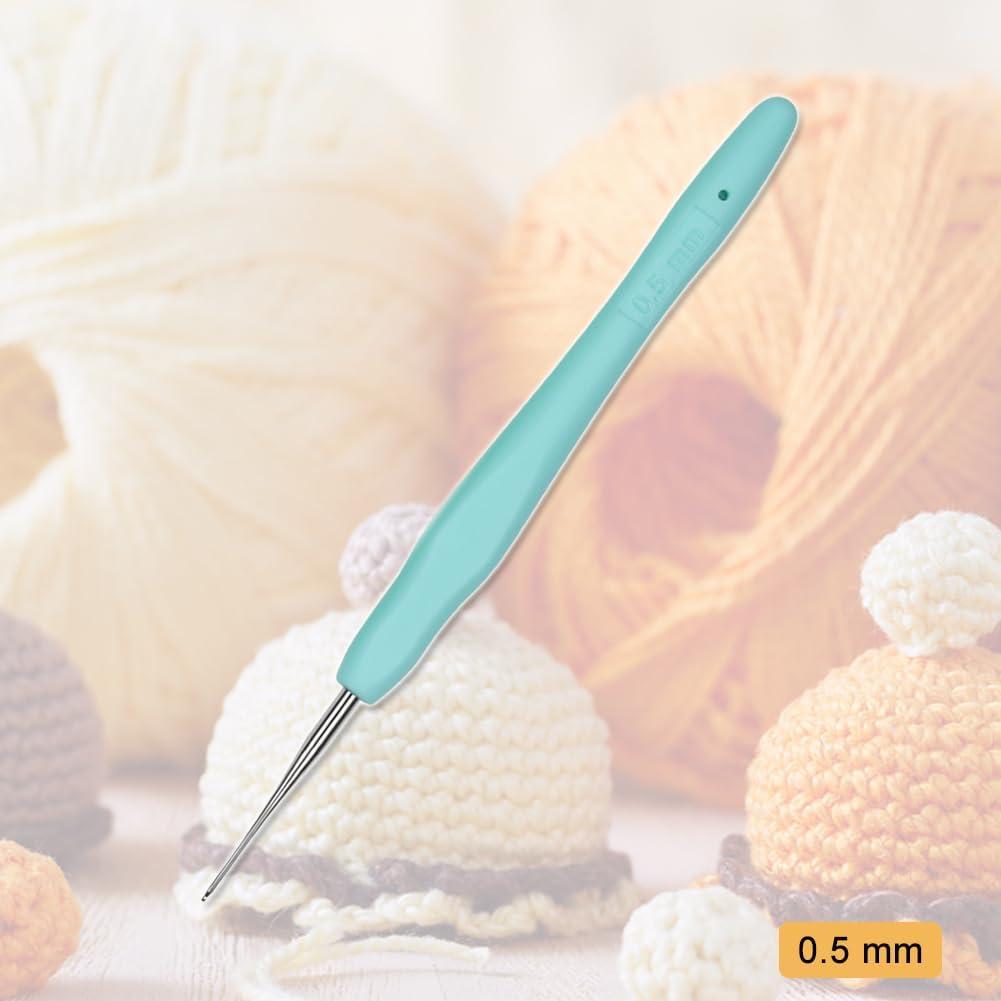 Gancho de Crochet QLRFFLJOY 0.5mm Aluminio Verde Azulado