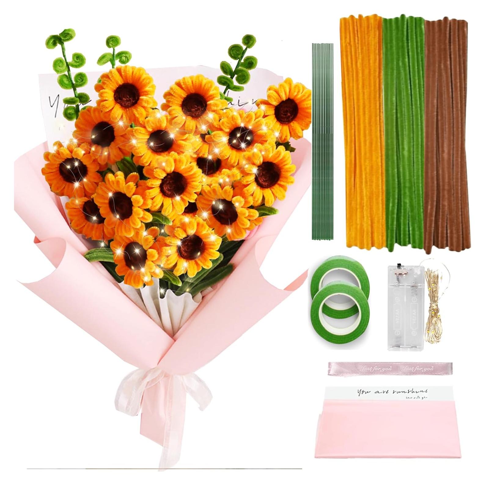 Kit de Flores DIY Brmeday 300 Piezas con Luz de Cuerda