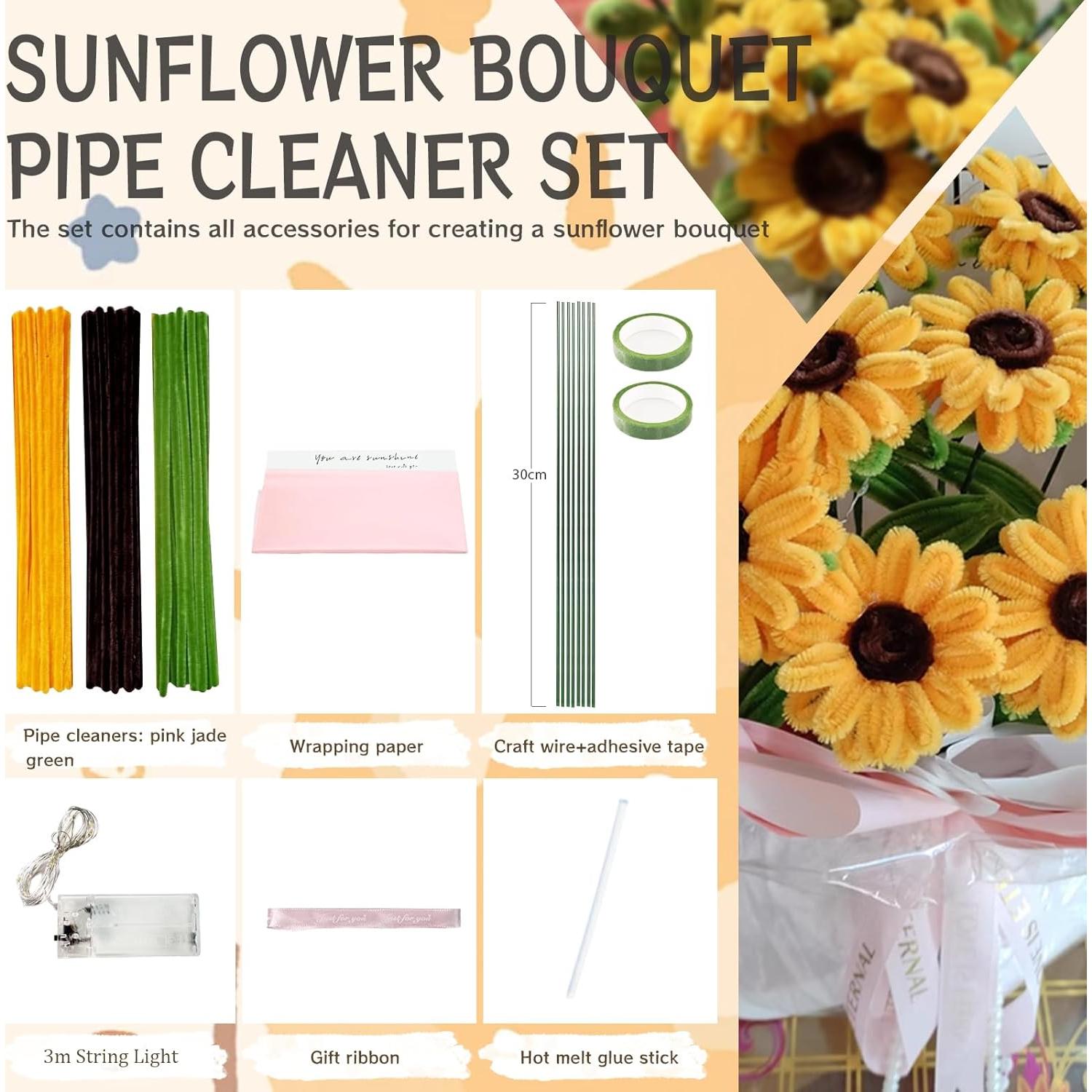 Kit de Flores DIY Brmeday 300 Piezas con Luz de Cuerda
