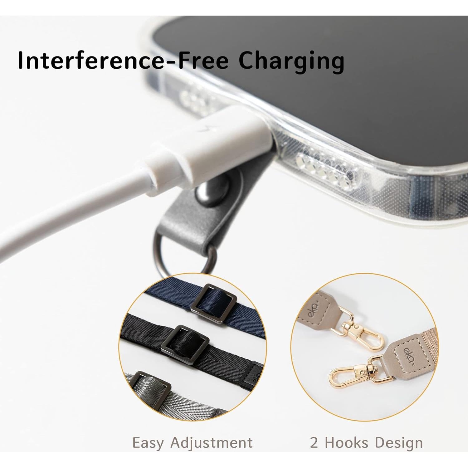 Lanyard Cruzado Ajustable EKAX para Teléfono - Beige, Sin Adhesivos