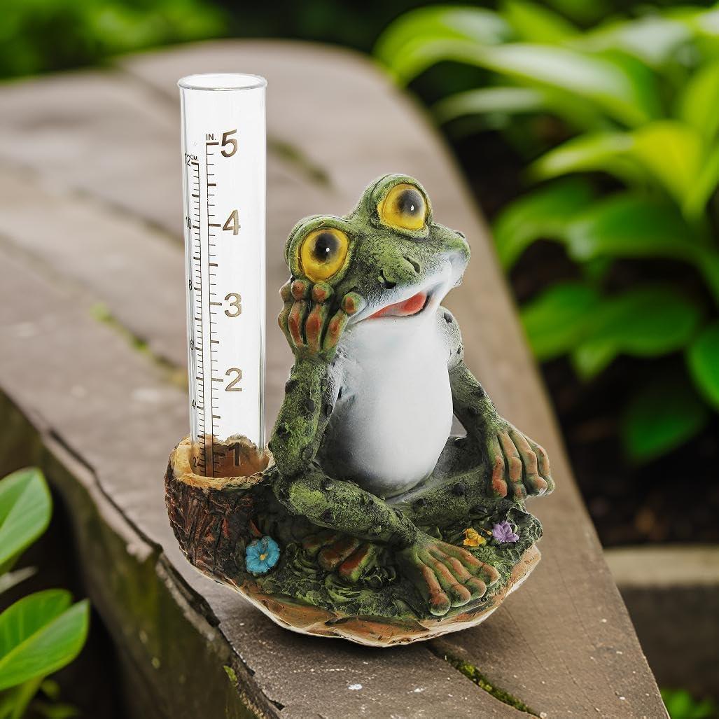 Medidor de Lluvia de Resina Diseño Rana 14 cm - Lindos