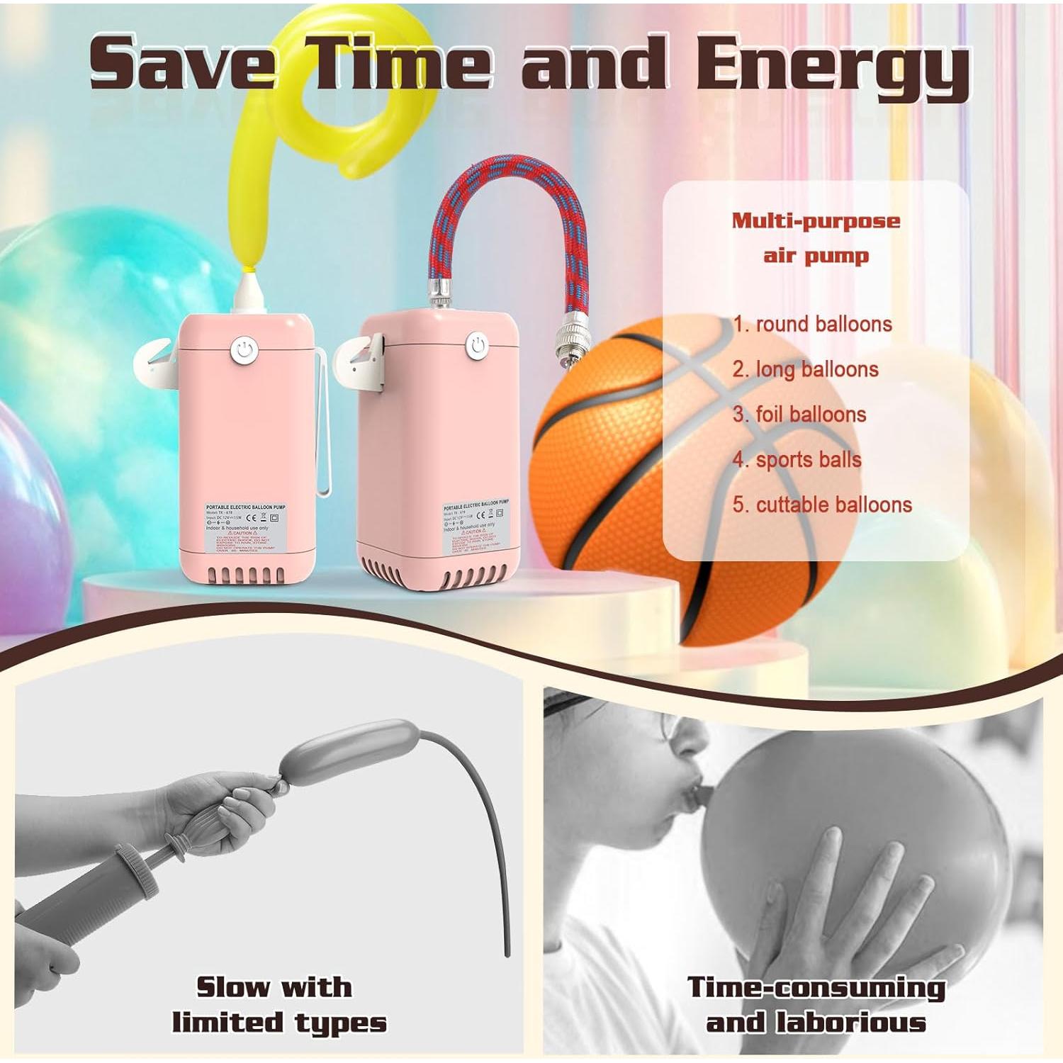 Bomba de Globo Eléctrica AXHJ 2 en 1 para Globos y Pelotas