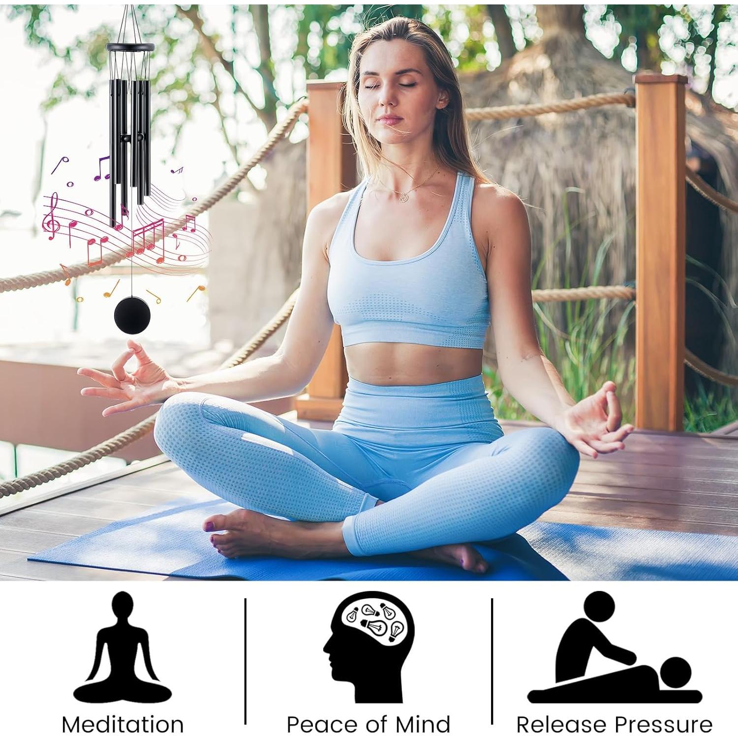 Campanas de Viento Yahenda 6 Pcs 71 cm Aluminio Negro