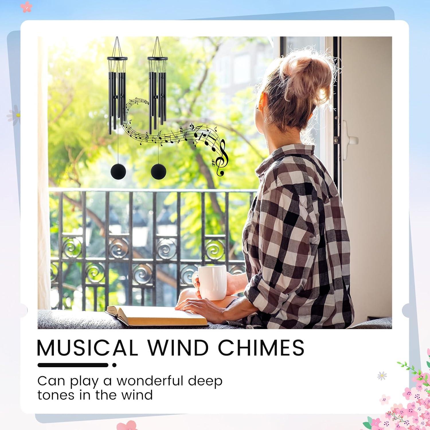 Campanas de Viento Yahenda 6 Pcs 71 cm Aluminio Negro