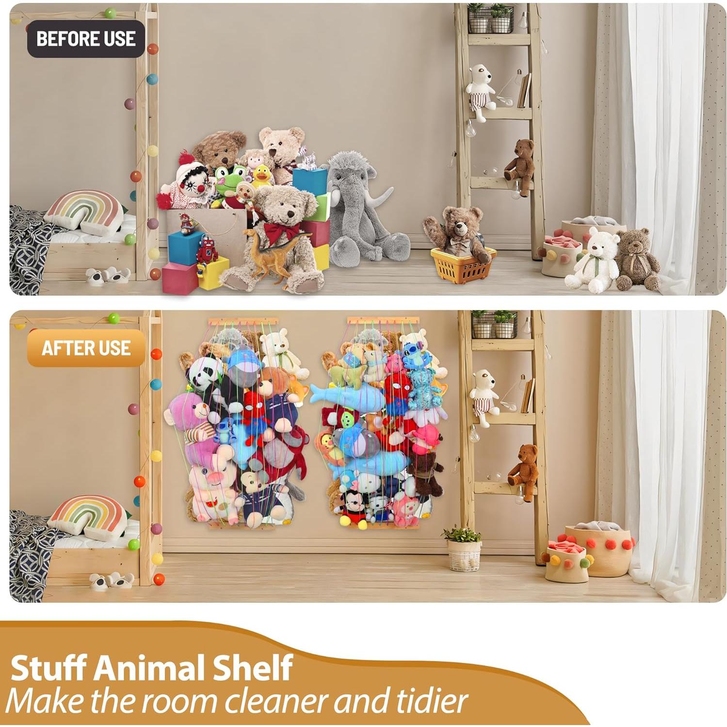 Organizador de Juguetes de Peluche PHOENANCEE Madera Natural