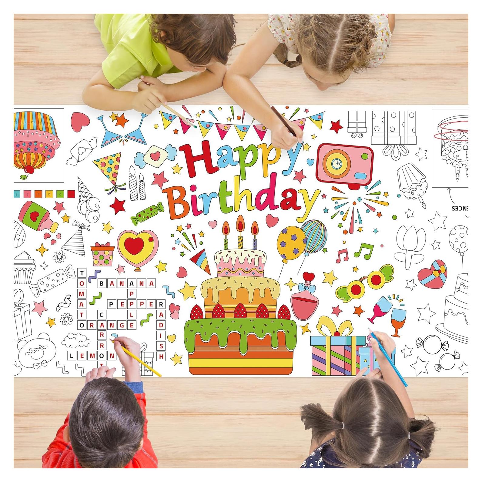 Póster Gigante para Colorear Feliz Cumpleaños Yuronam 76x183 cm