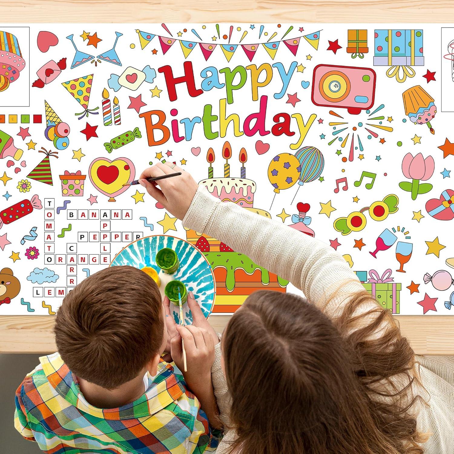 Póster Gigante para Colorear Feliz Cumpleaños Yuronam 76x183 cm