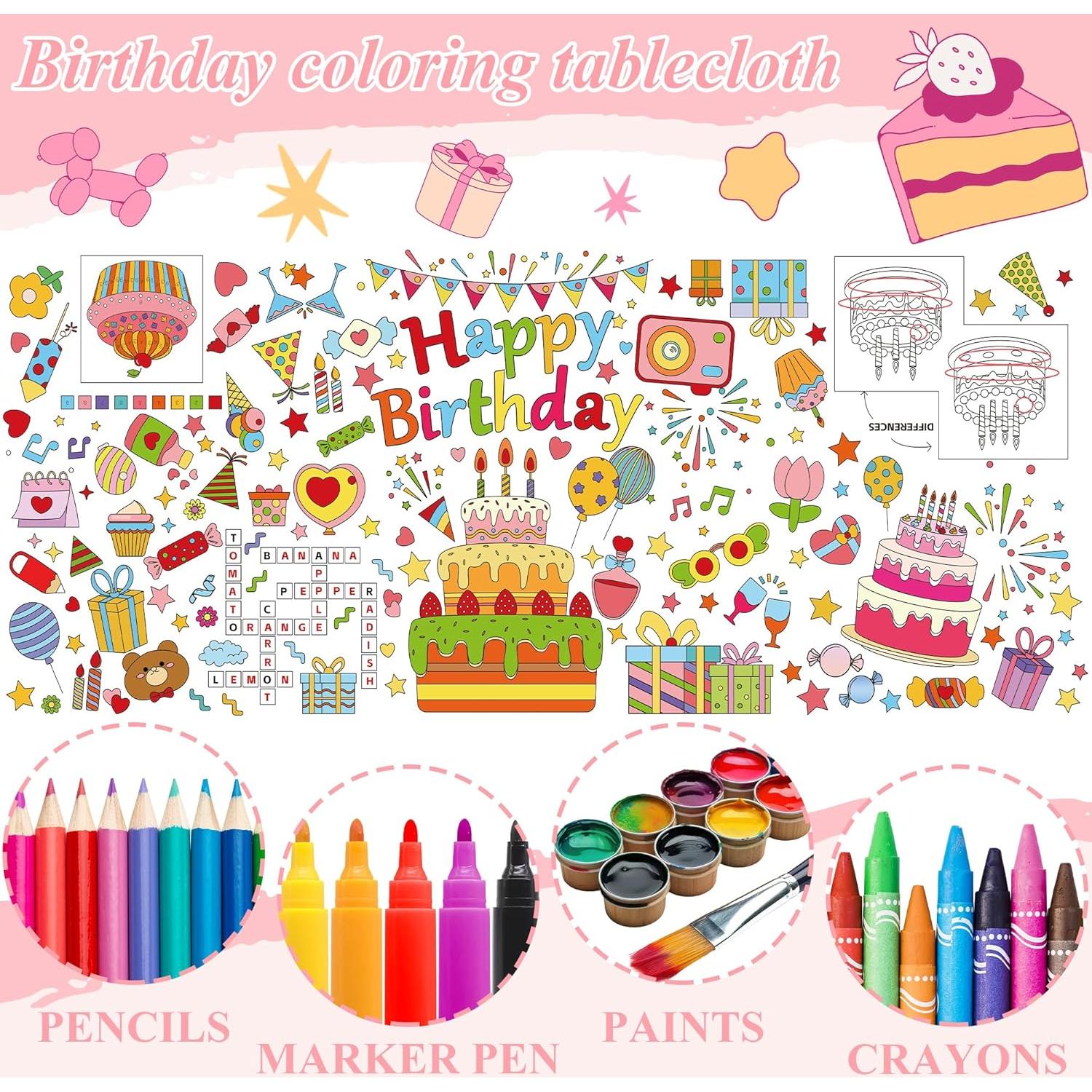 Póster Gigante para Colorear Feliz Cumpleaños Yuronam 76x183 cm