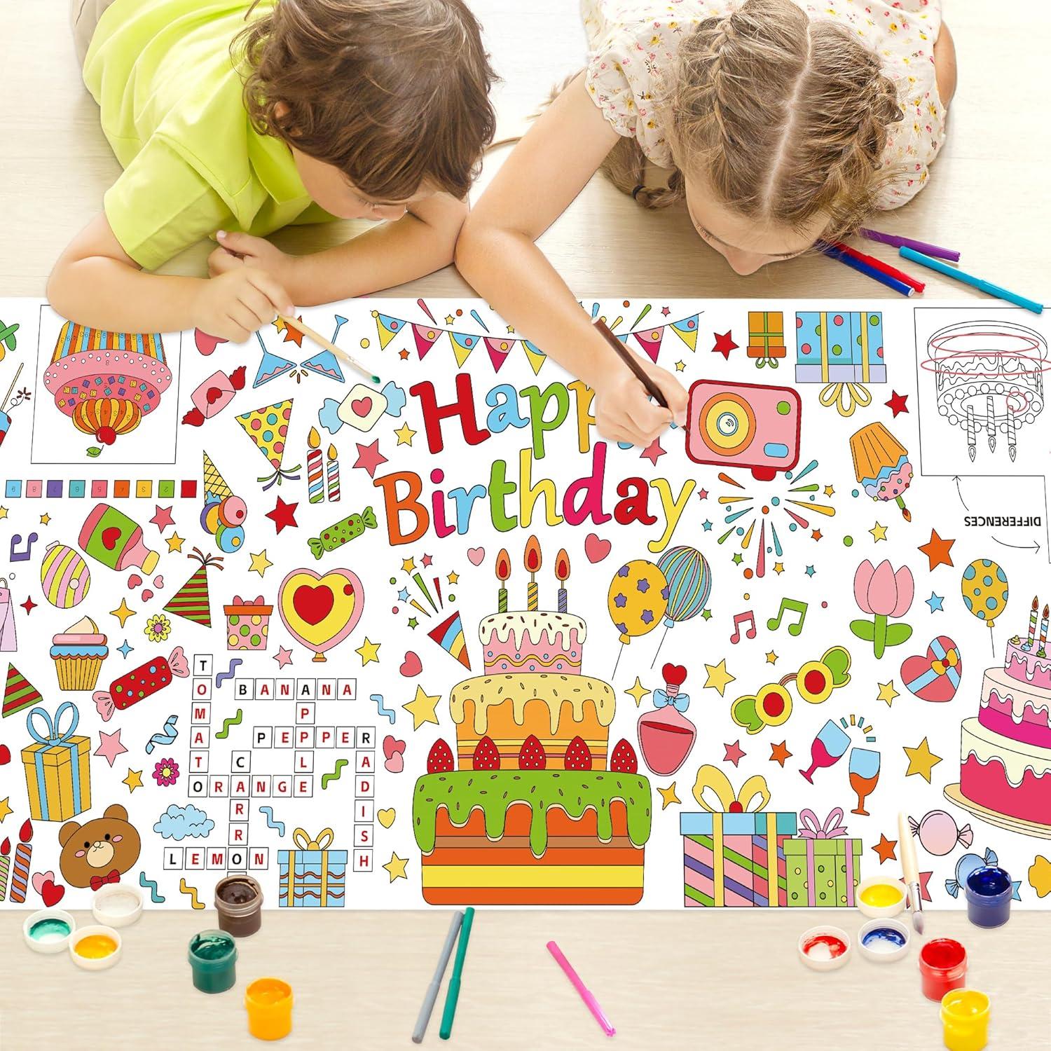 Póster Gigante para Colorear Feliz Cumpleaños Yuronam 76x183 cm