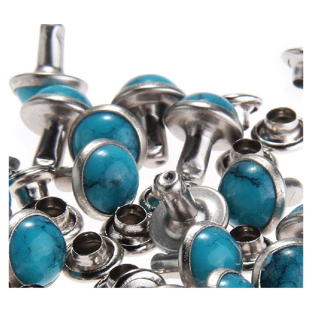 Rivetes Rápidos Turquesa RUBYCA 8mm para DIY - 100 Pcs