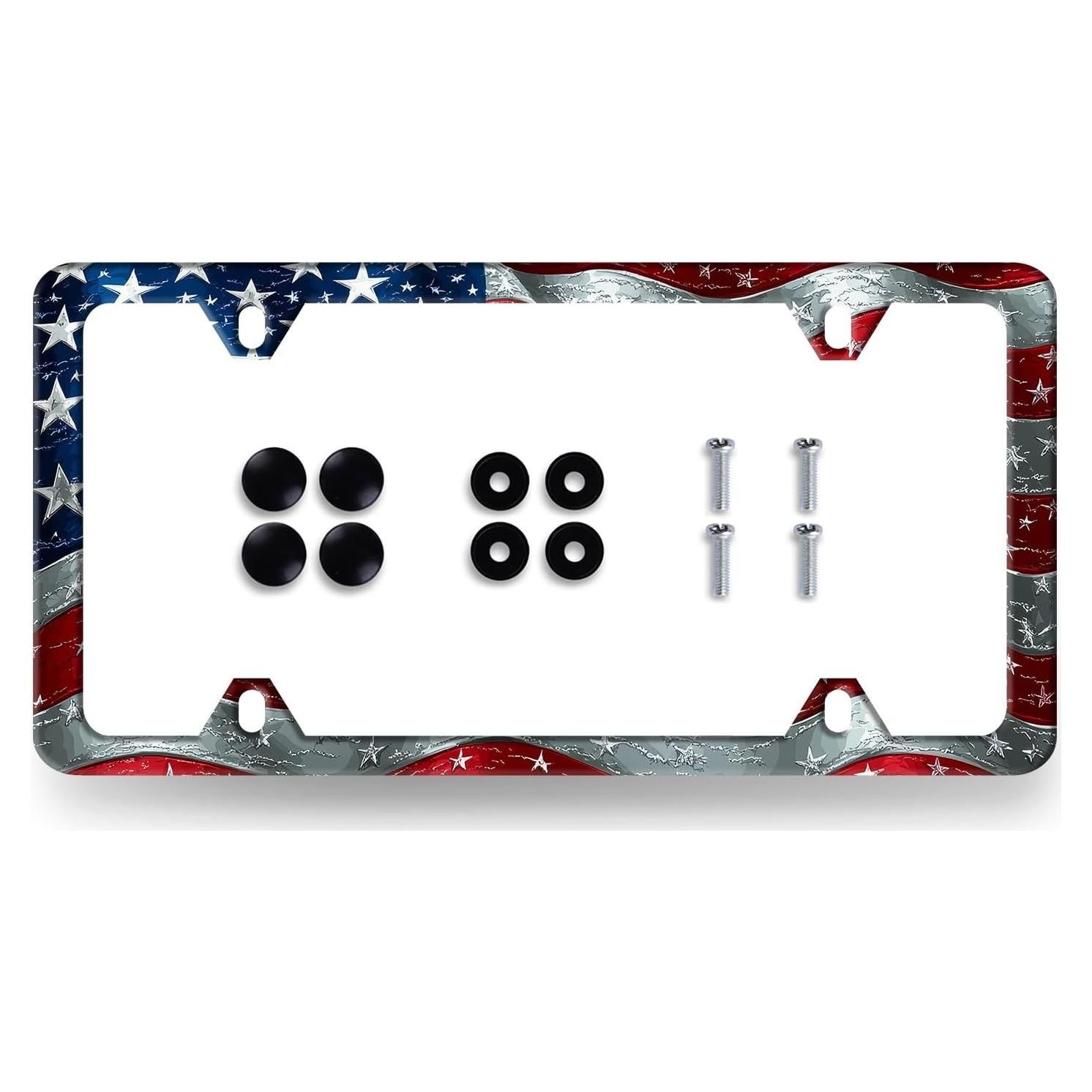 Marco de Placa de Licencia MUAWUOIK Bandera Americana 30.5x15.2cm