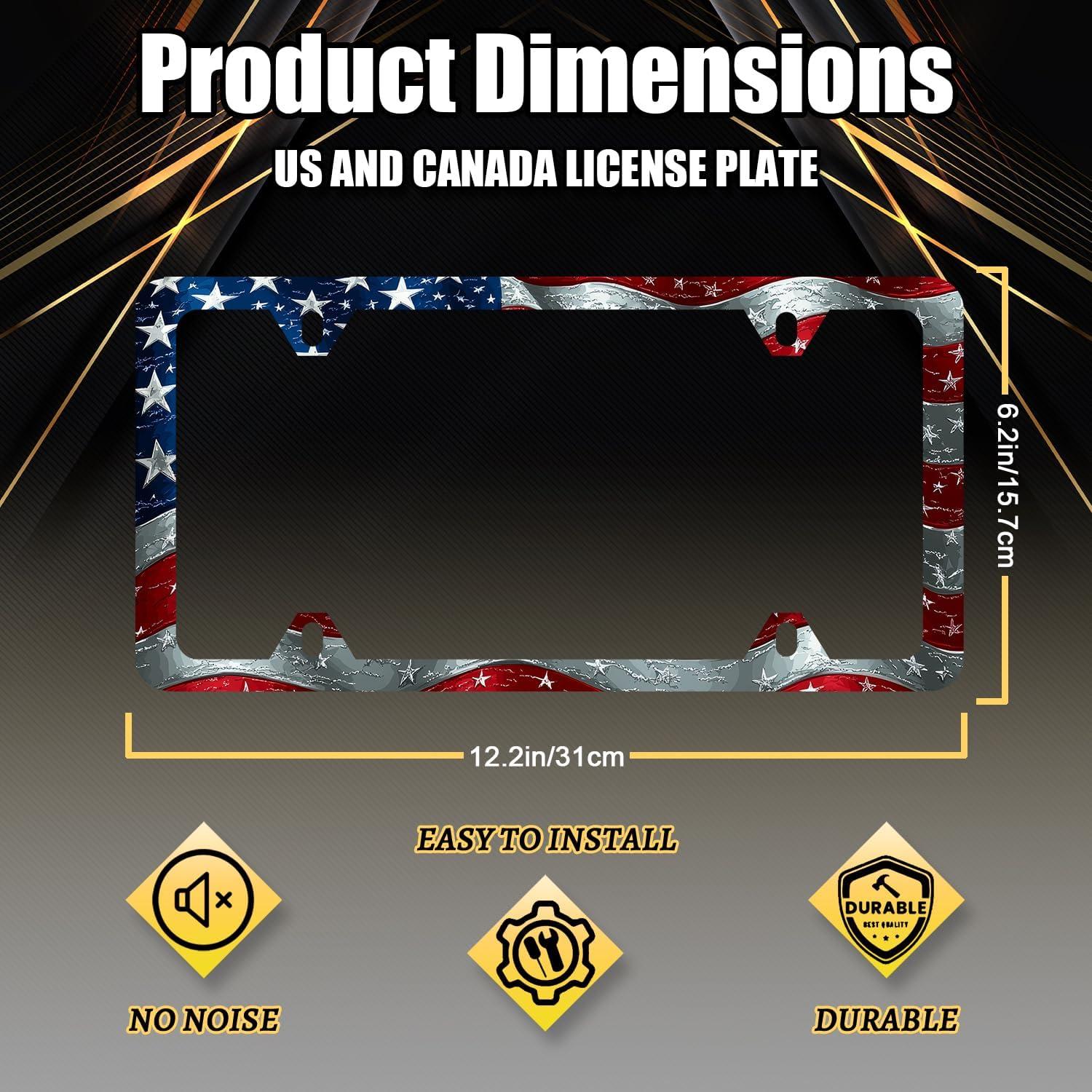 Marco de Placa de Licencia MUAWUOIK Bandera Americana 30.5x15.2cm