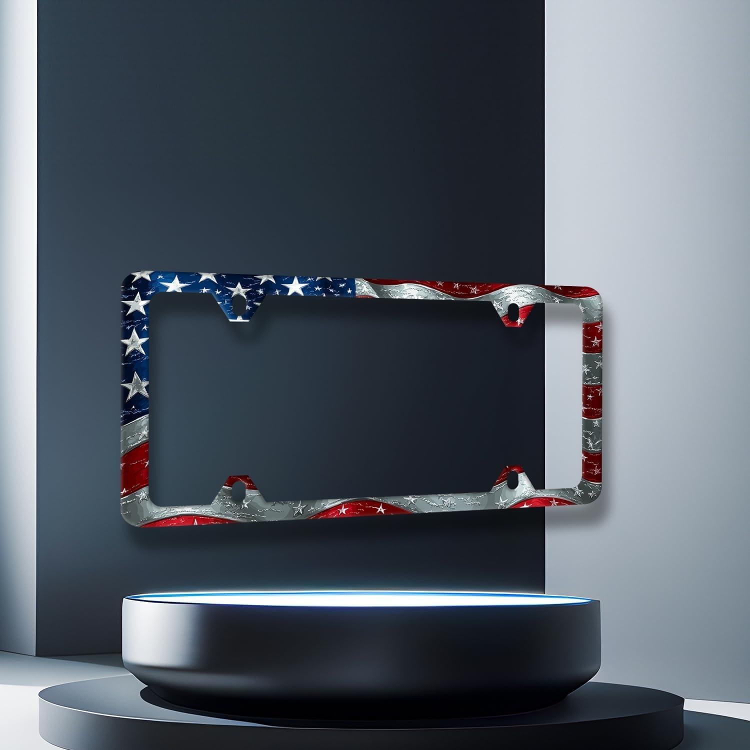 Marco de Placa de Licencia MUAWUOIK Bandera Americana 30.5x15.2cm