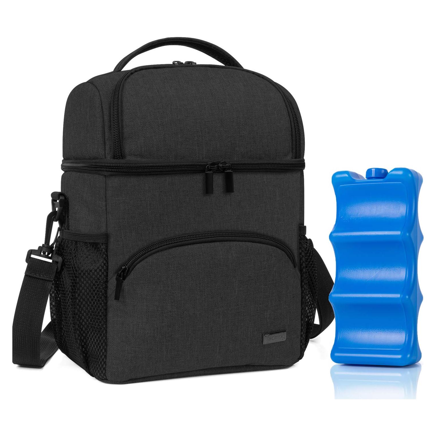 Bolsa Enfriadora de Leche Materna Teamoy Negra con Paquete de Hielo