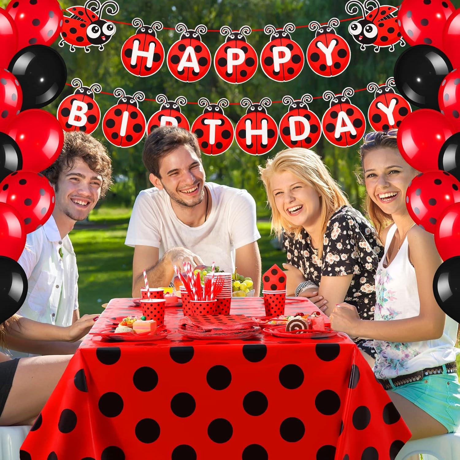 Conjunto de Decoraciones de Cumpleaños Mariquita 200 Pcs