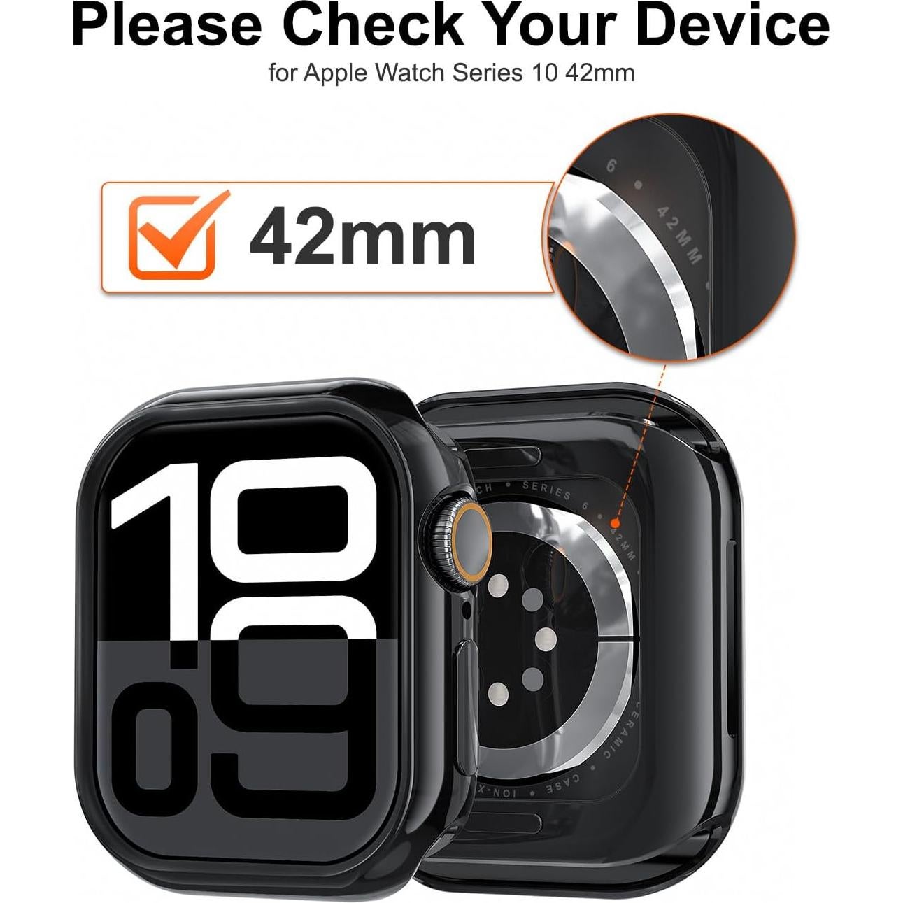 Funda TPU Negra para Apple Watch Series 10 42mm - Ligera y Resistente