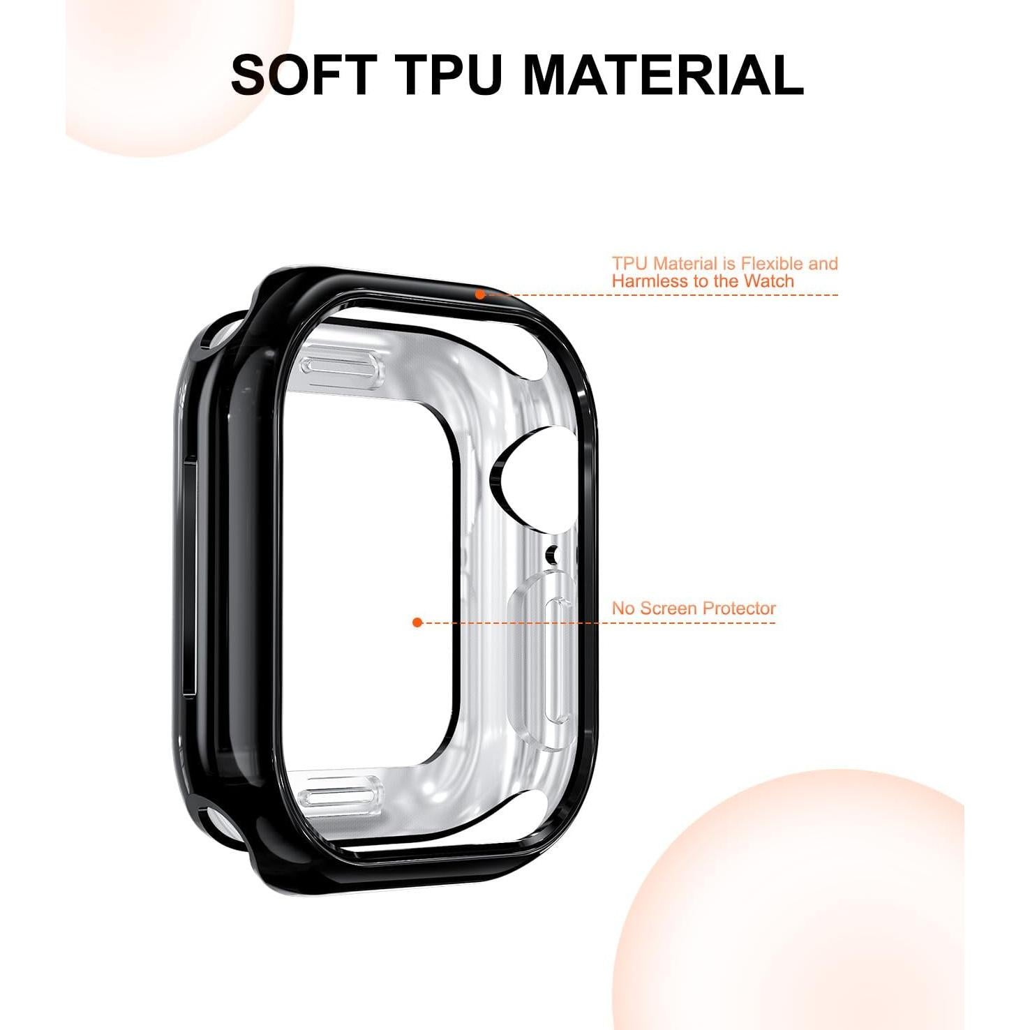 Funda TPU Negra para Apple Watch Series 10 42mm - Ligera y Resistente