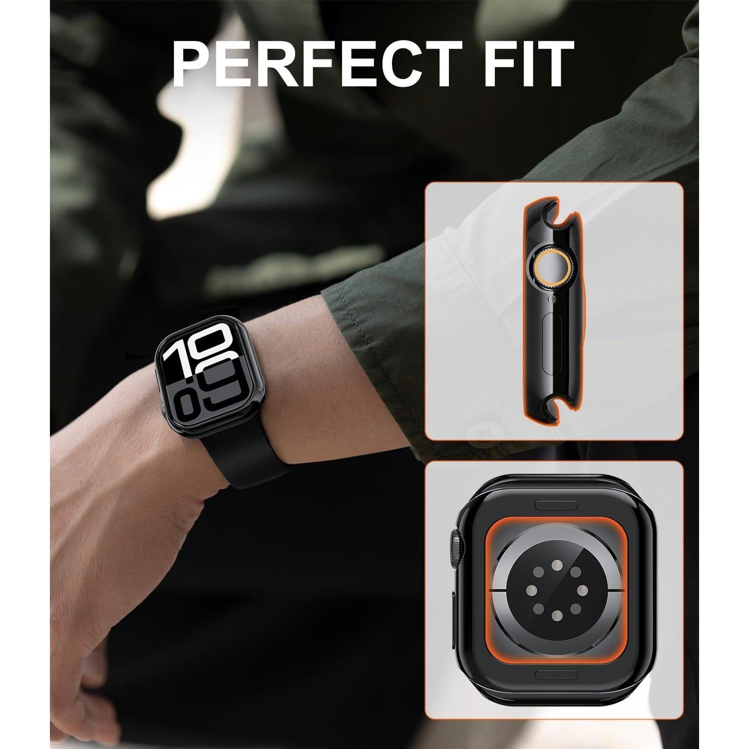 Funda TPU Negra para Apple Watch Series 10 42mm - Ligera y Resistente