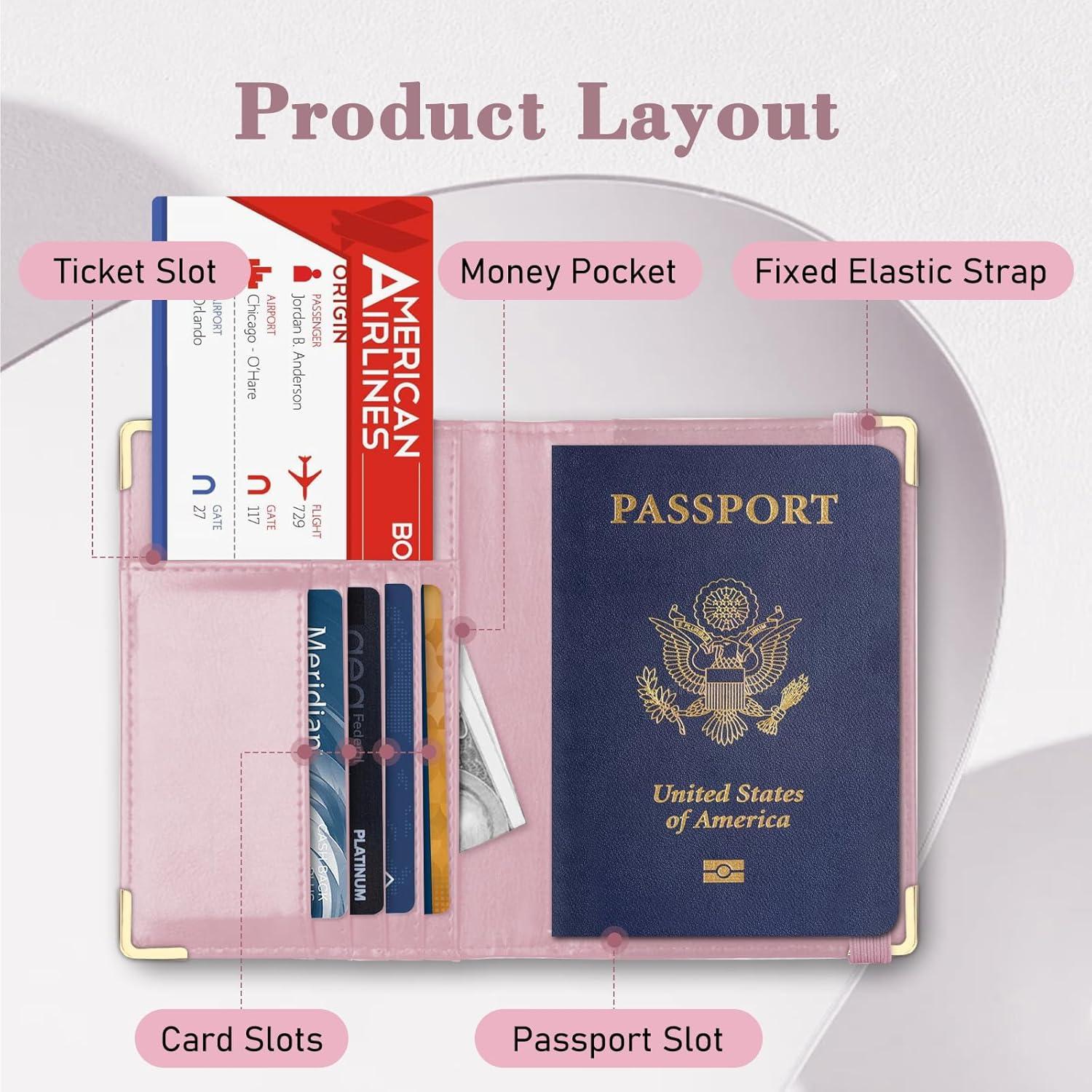 Funda para Pasaporte Kakurookie con Bloqueo RFID - Vaca Rosa