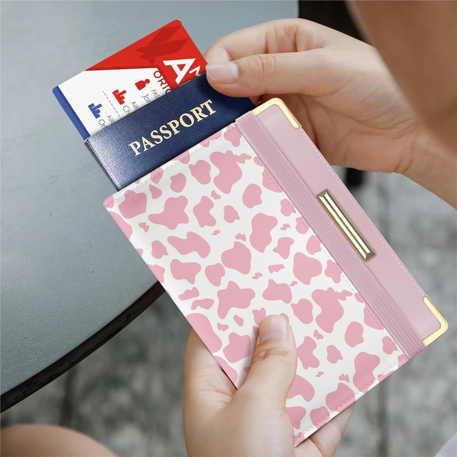 Funda para Pasaporte Kakurookie con Bloqueo RFID - Vaca Rosa