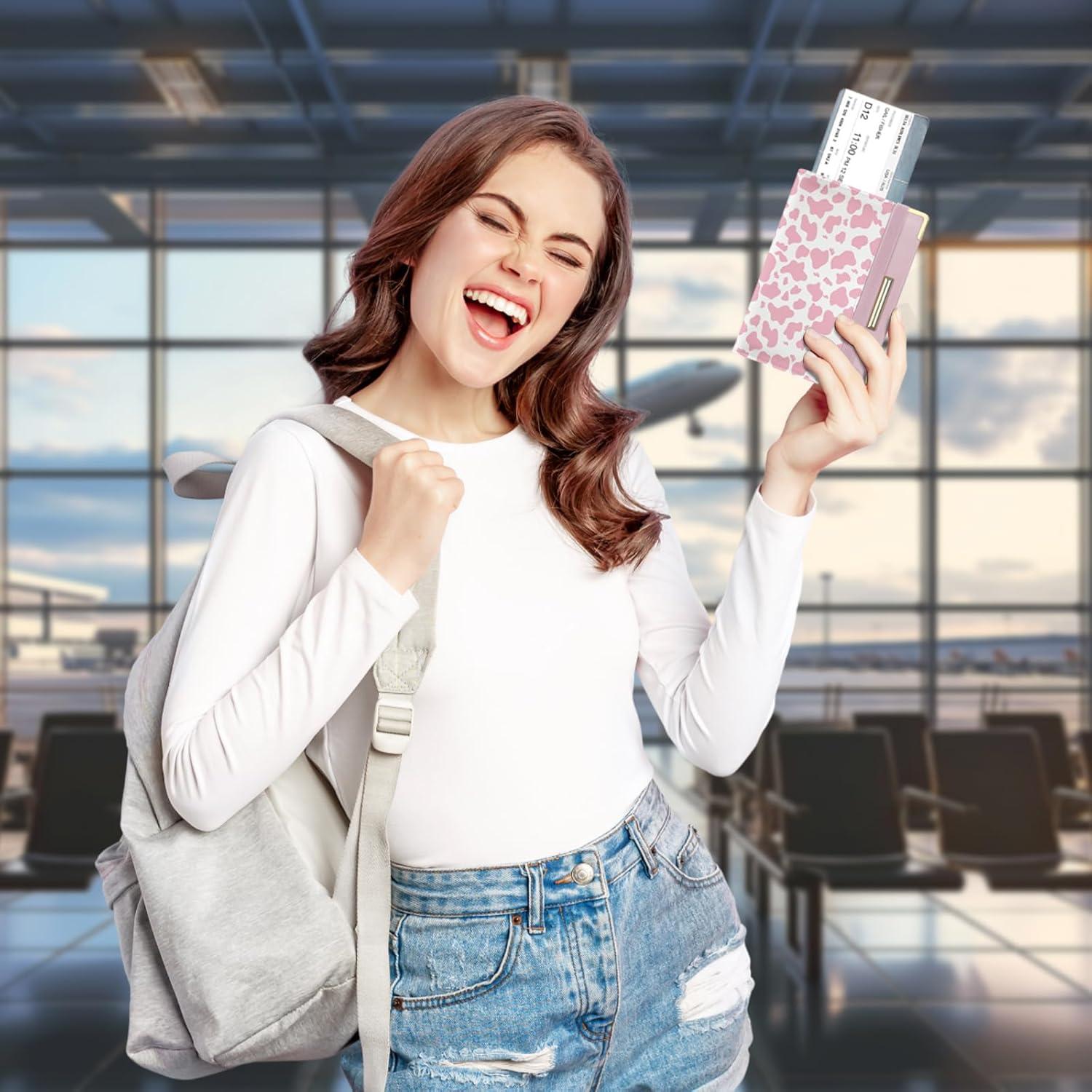 Funda para Pasaporte Kakurookie con Bloqueo RFID - Vaca Rosa