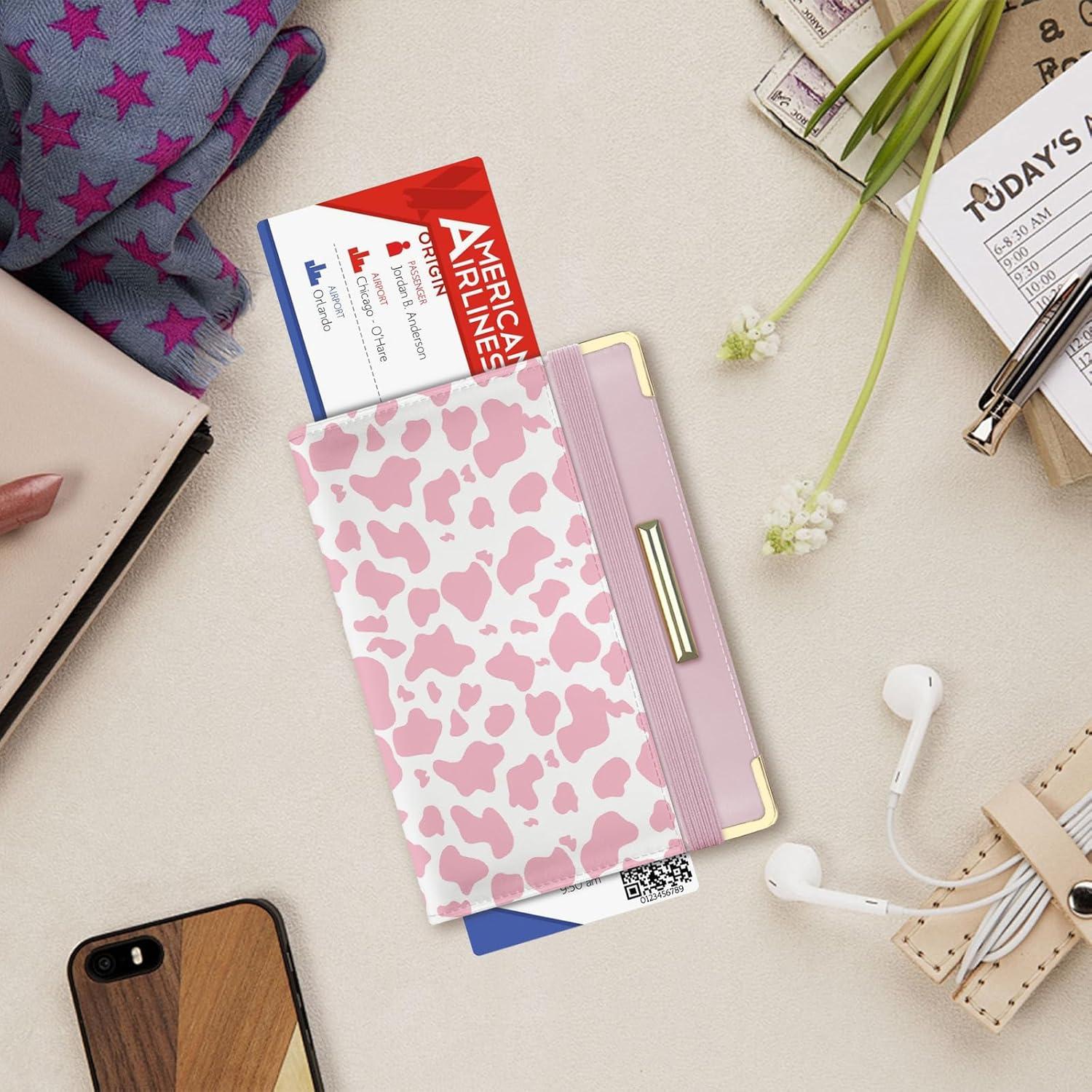 Funda para Pasaporte Kakurookie con Bloqueo RFID - Vaca Rosa