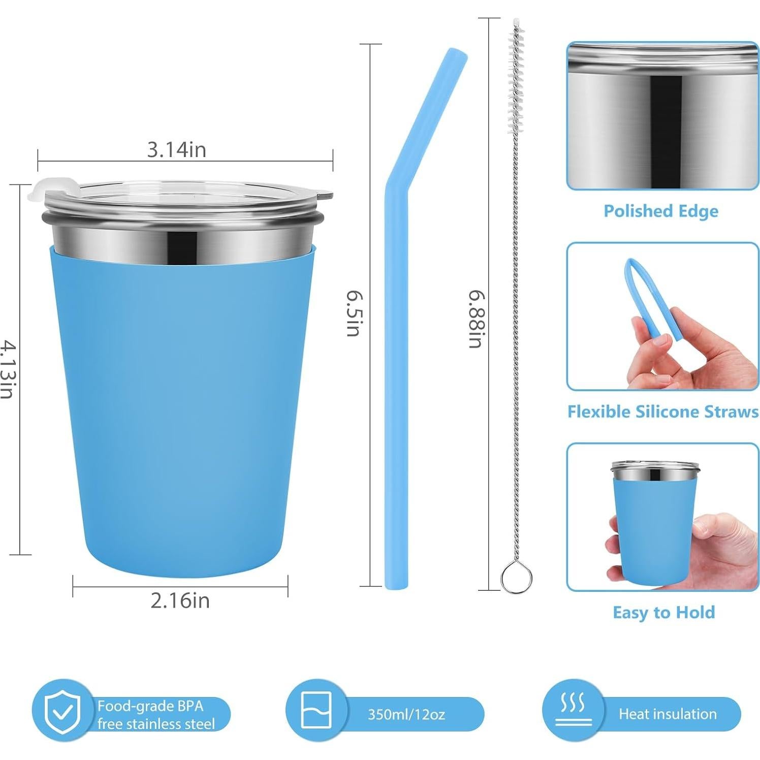 Vasos para Niños Yummy Sam 6 Pack 354ml Acero Inoxidable