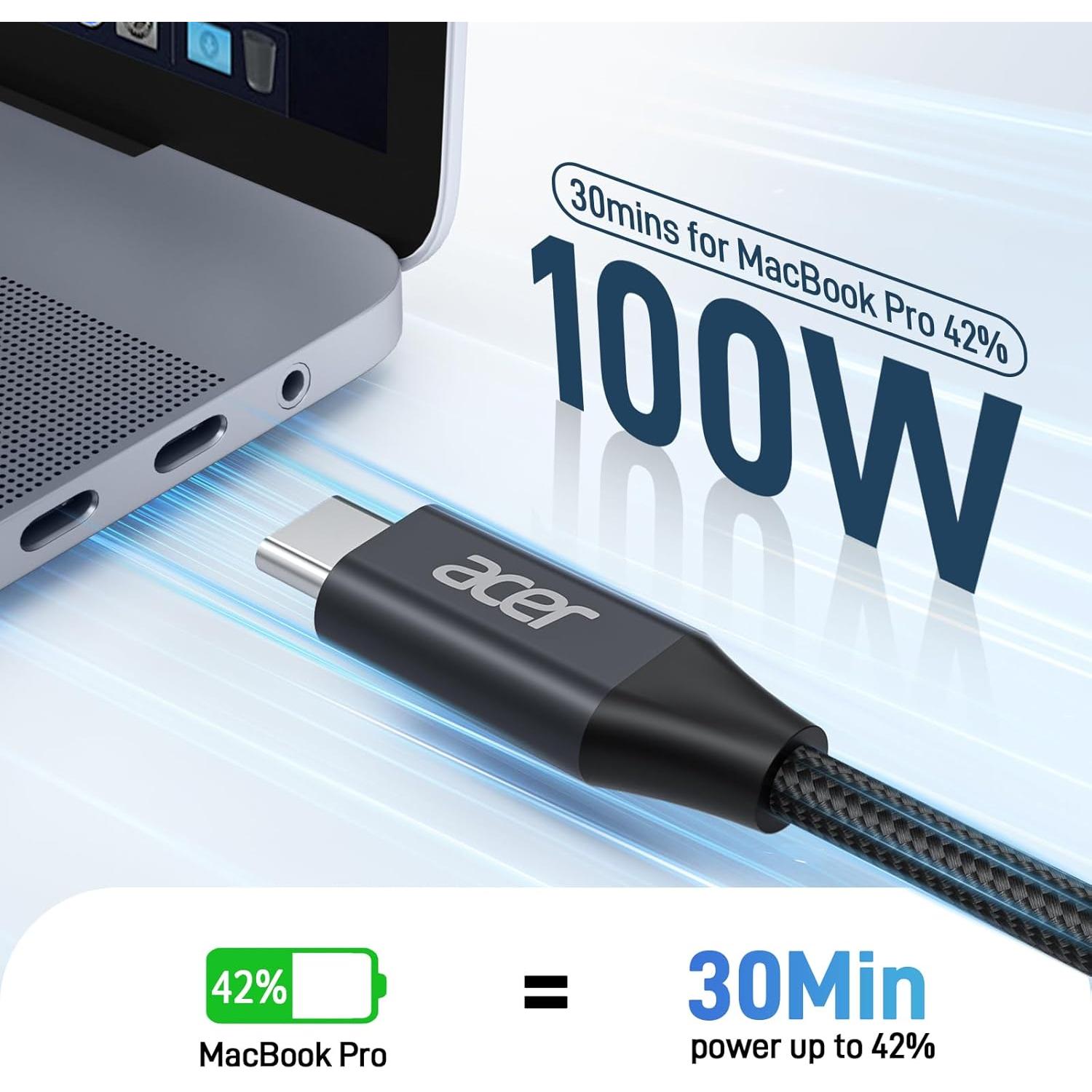 Cable USB C Acer OCB248 100W 1.0m Carga Rápida Nylon