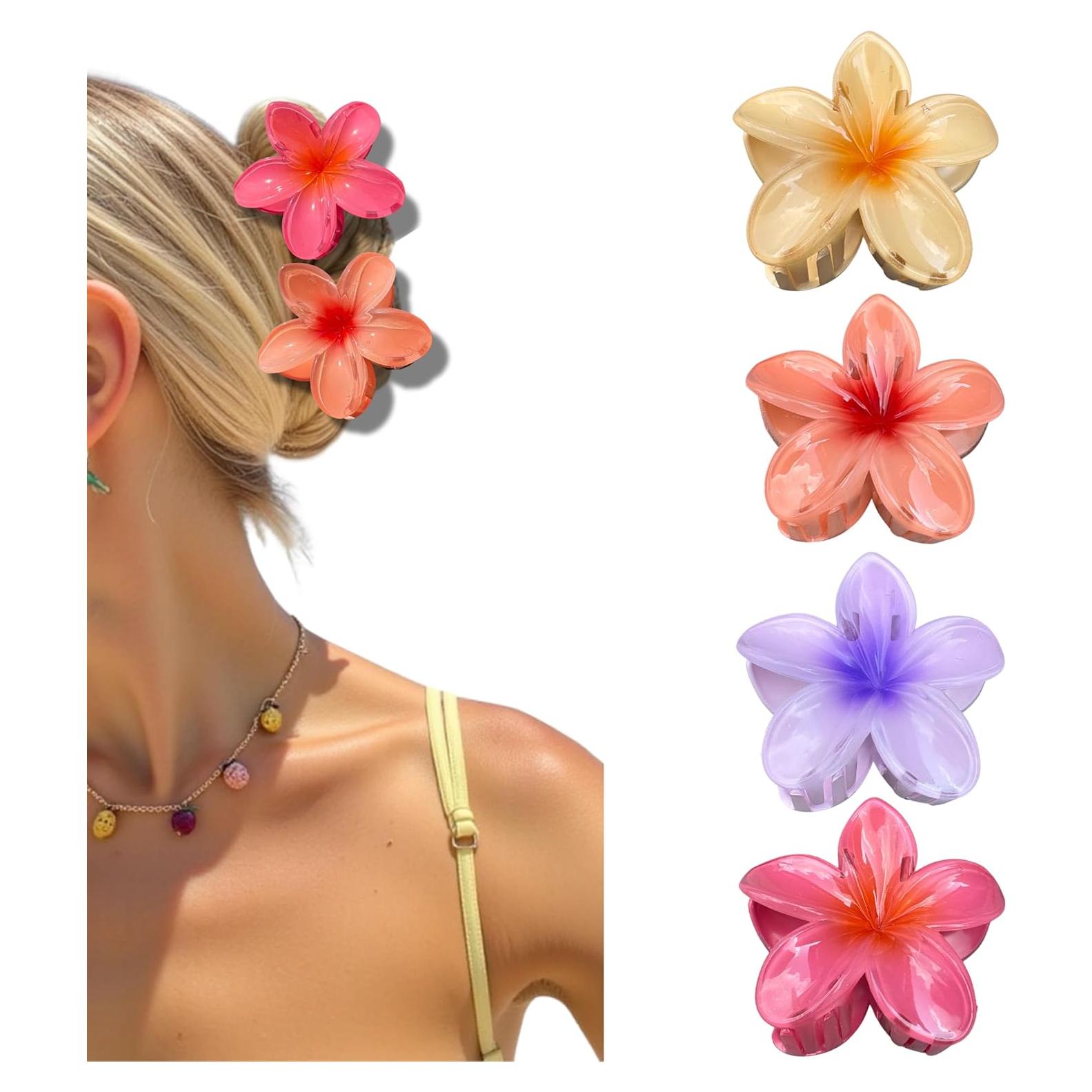 Pinzas para Cabello Luvearo Flor de Hibisco 4 Piezas