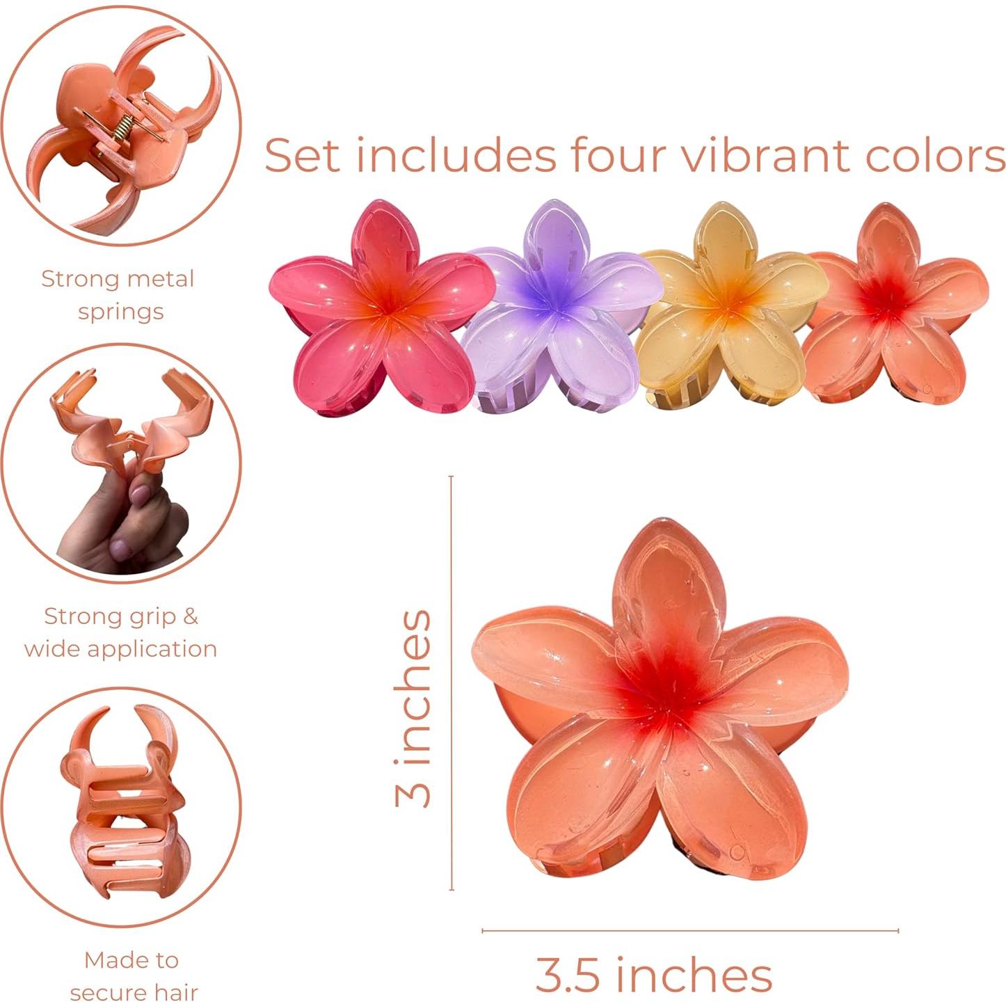 Pinzas para Cabello Luvearo Flor de Hibisco 4 Piezas